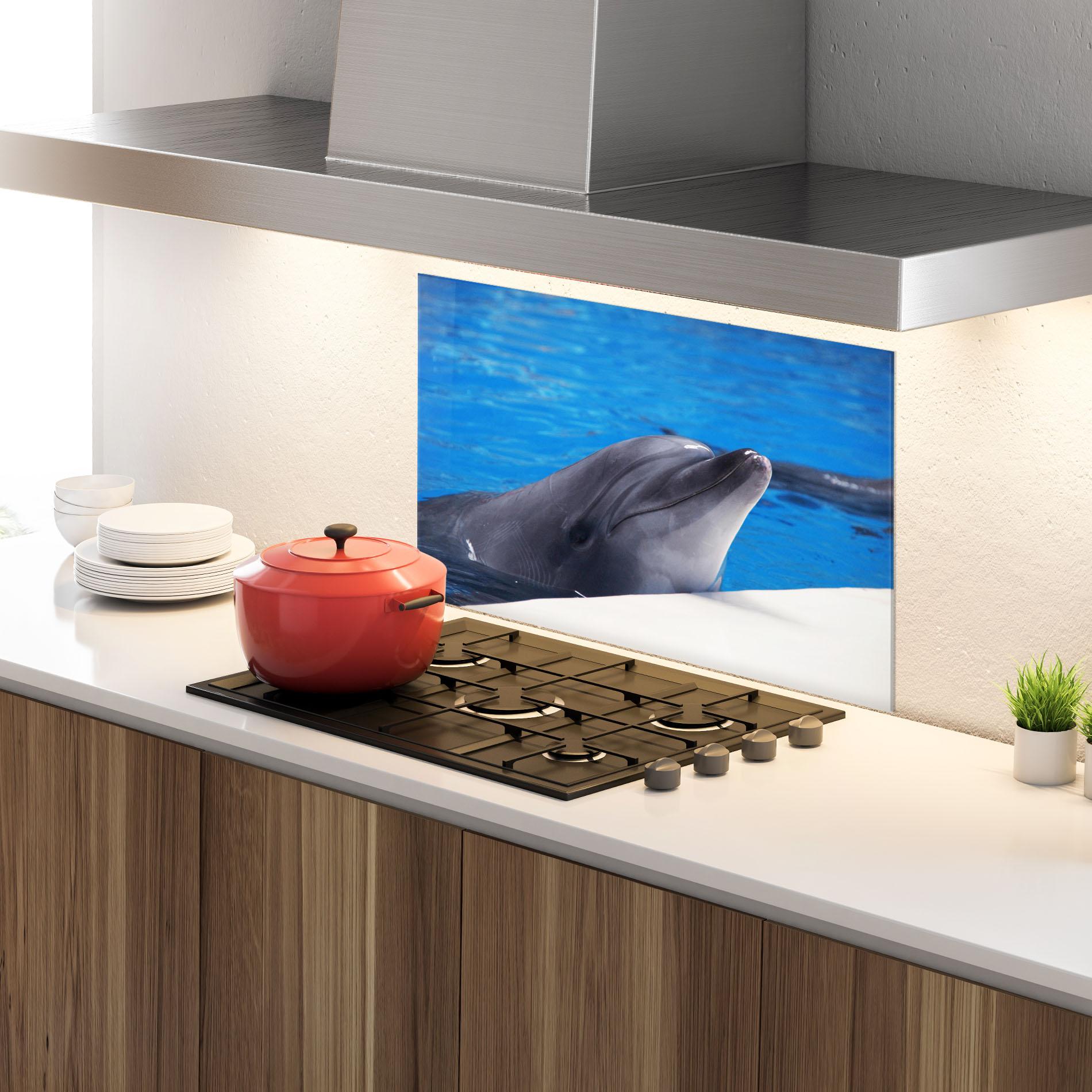 Panou Sticla Bucatarie Cute Dolphin mockup 4