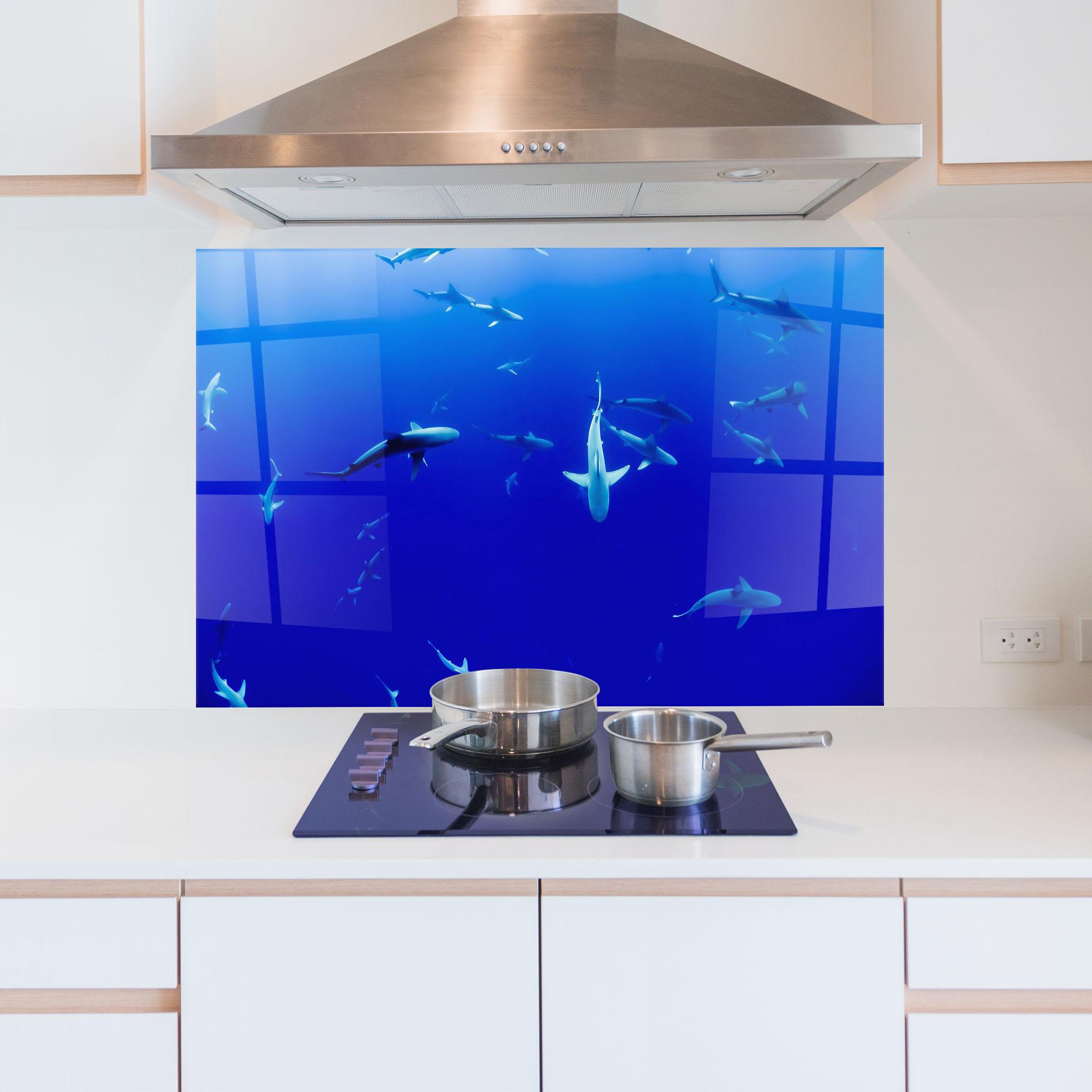 Panou Sticla Bucatarie Baby Sharks mockup 5