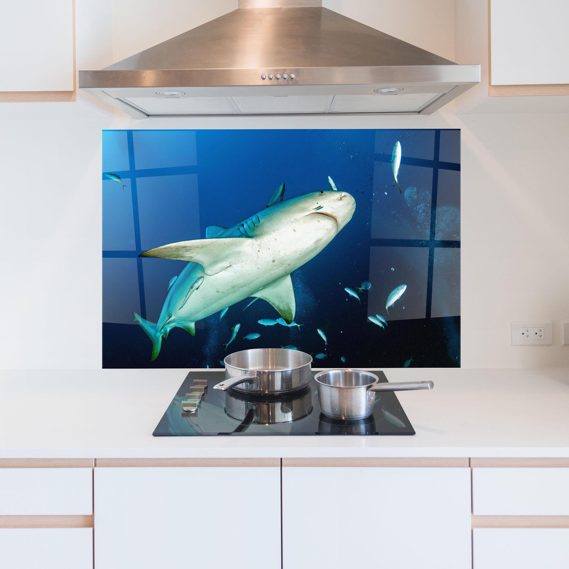 Panou Sticla Bucatarie Bull Shark mockup 5