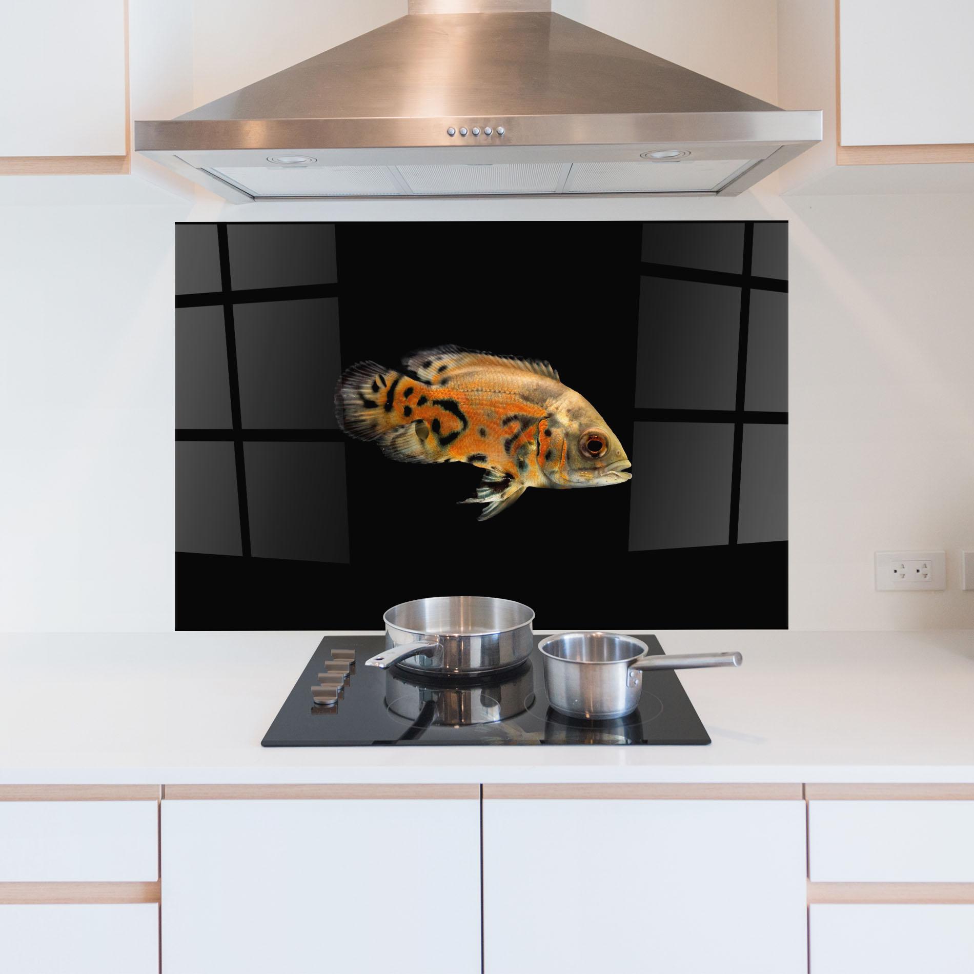 Panou Sticla Bucatarie Cute Brown Fish mockup 5