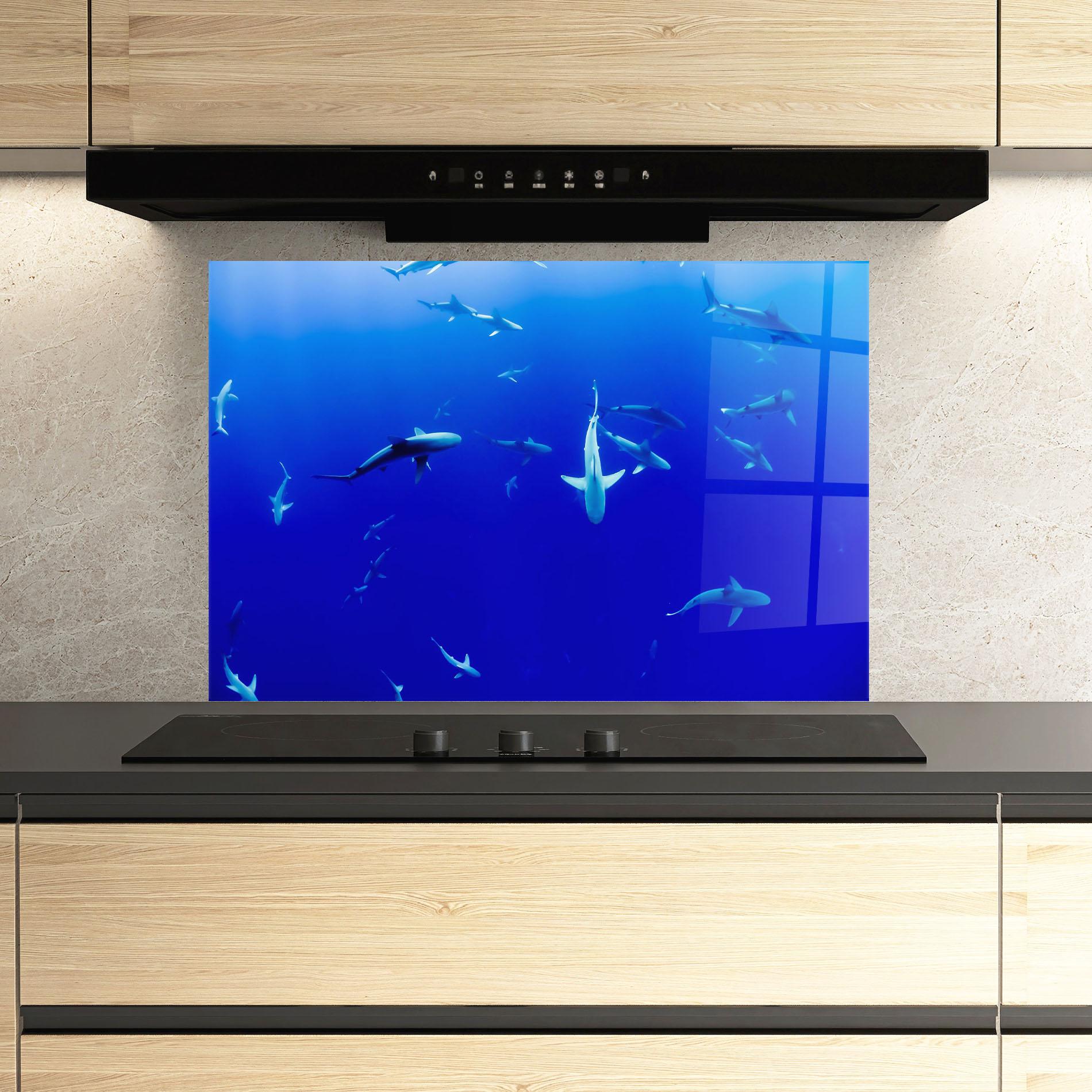 Panou Sticla Bucatarie Baby Sharks mockup 3