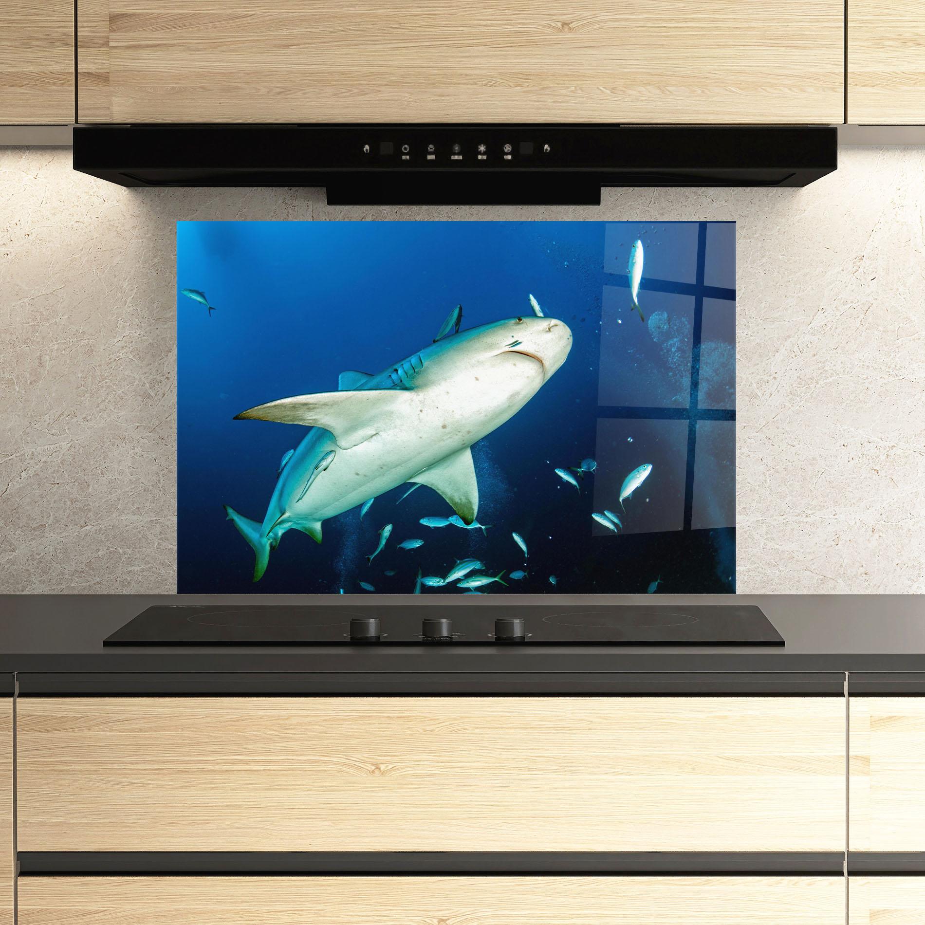 Panou Sticla Bucatarie Bull Shark mockup 3