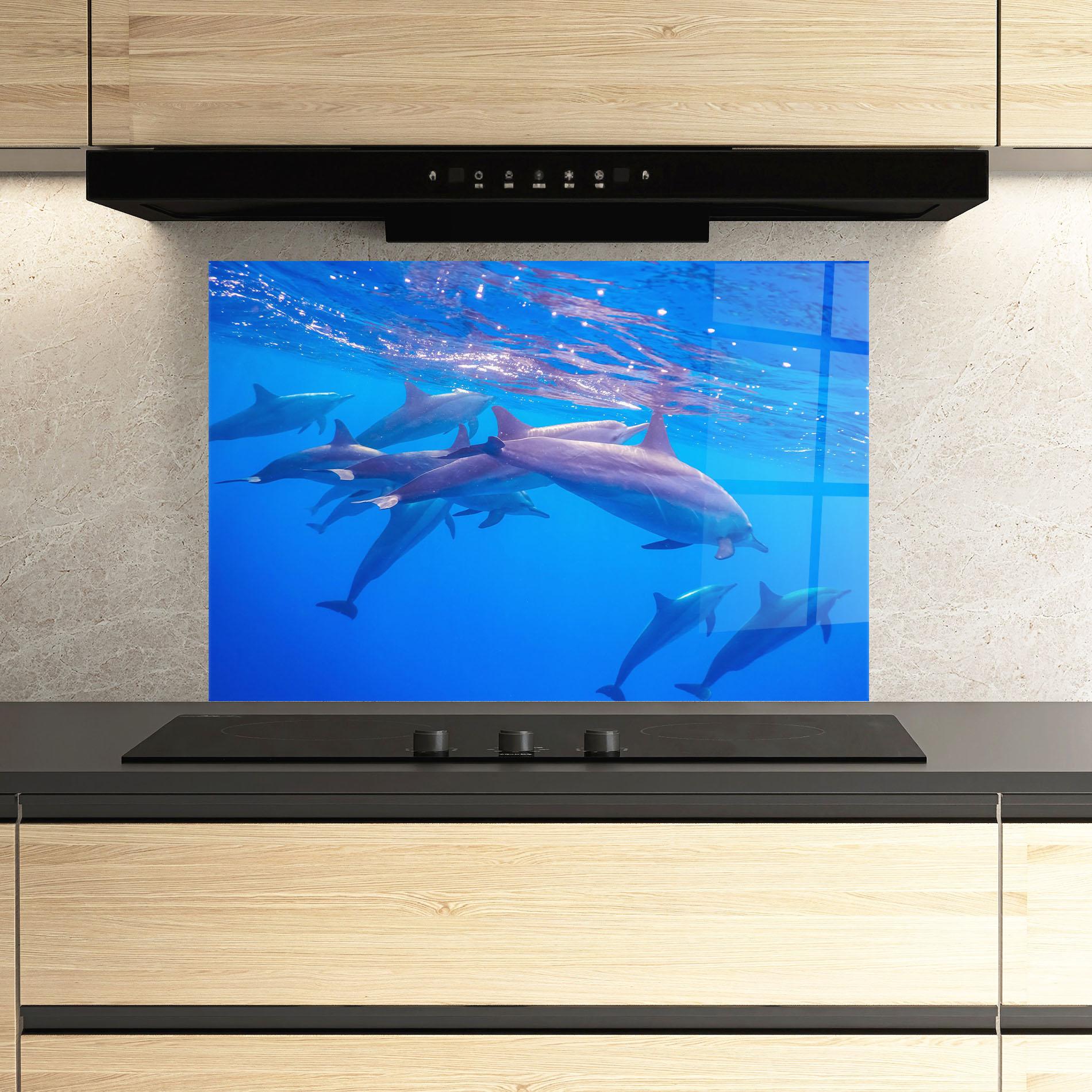 Panou Sticla Bucatarie Dolphin Family mockup 3
