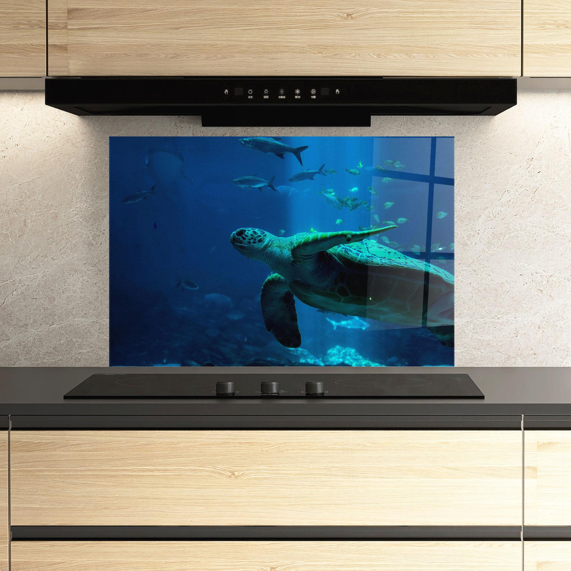 Panou Sticla Bucatarie Green Turtule mockup 3