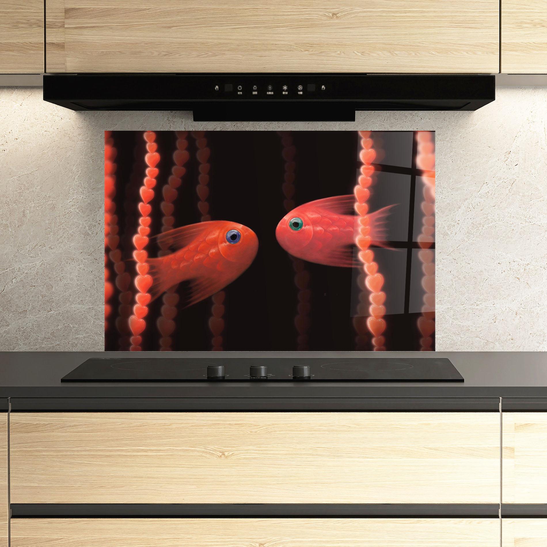 Panou Sticla Bucatarie Orange Fish Heart mockup 3