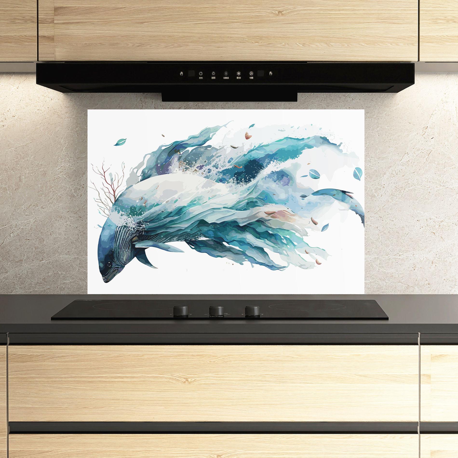 Panou Sticla Bucatarie Pretty Blue Fish mockup 3