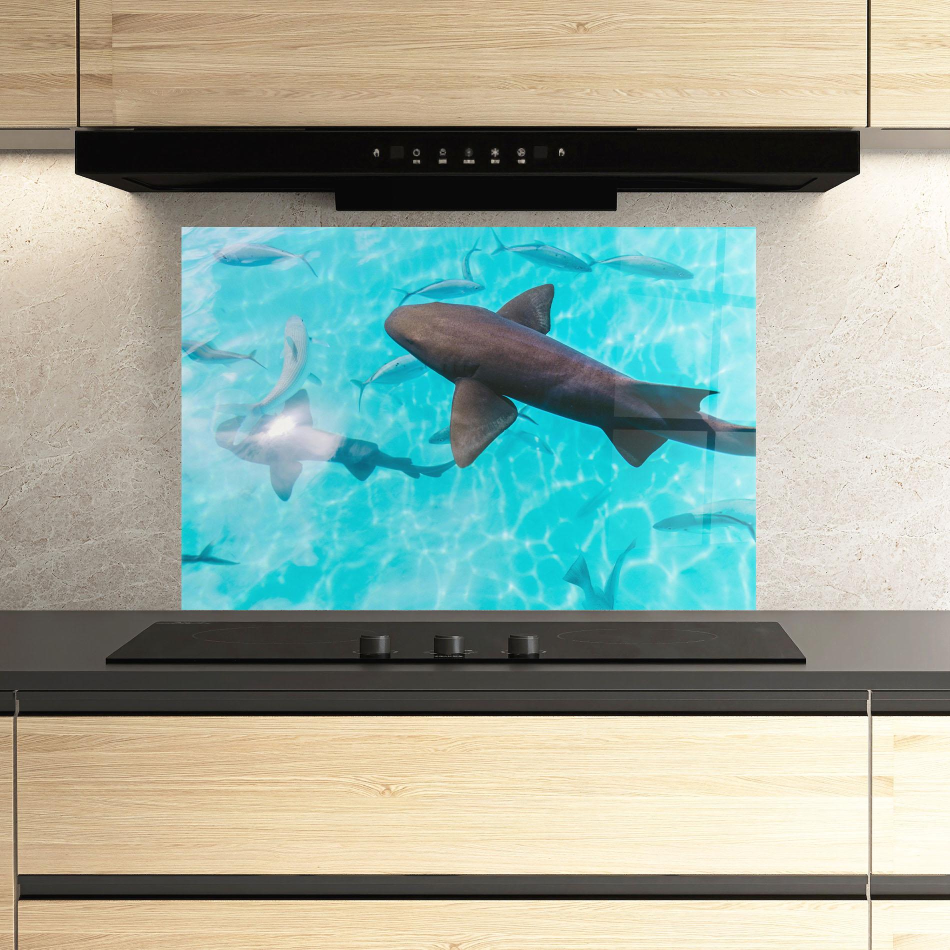 Panou Sticla Bucatarie Pretty Shark mockup 3