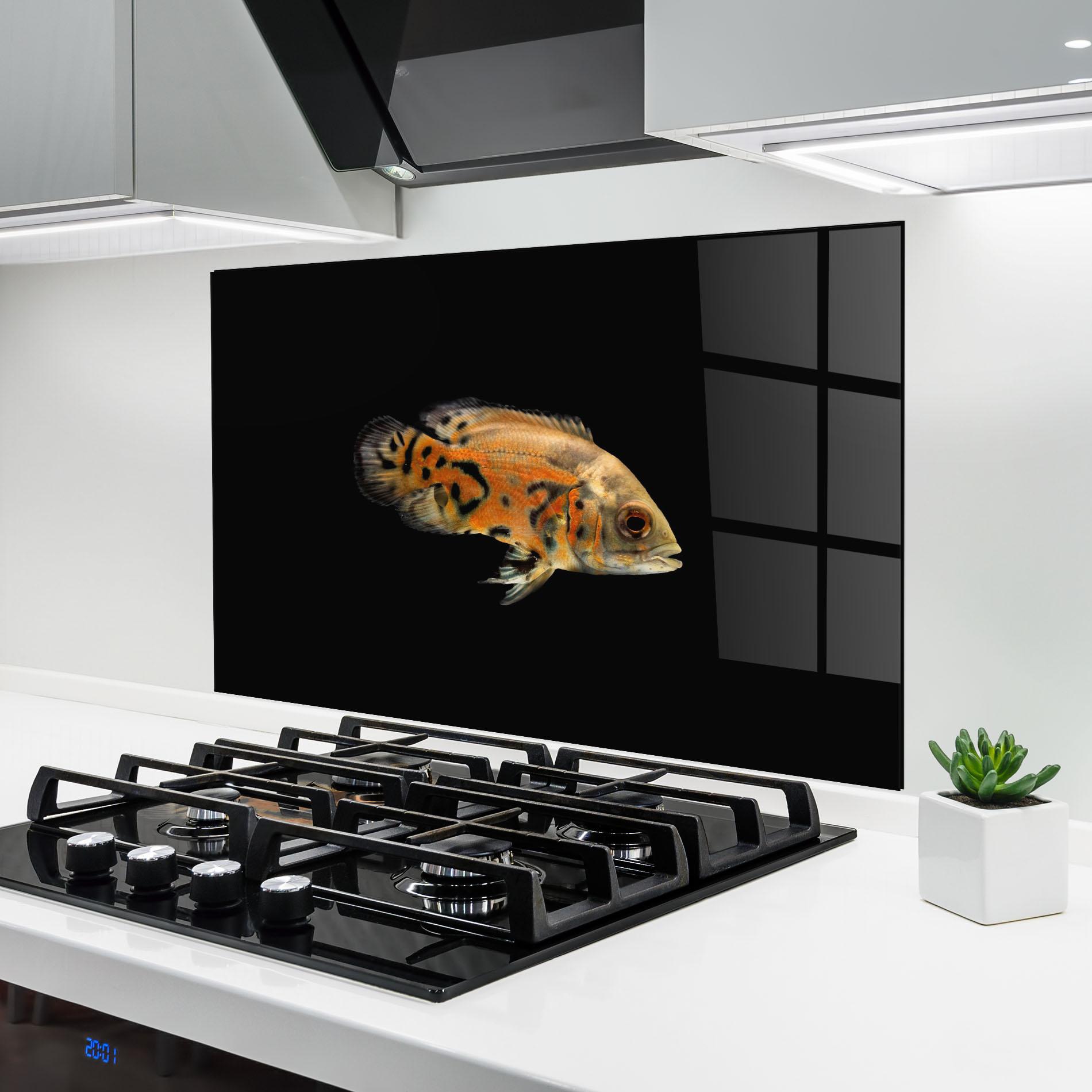 Panou Sticla Bucatarie Cute Brown Fish mockup 6