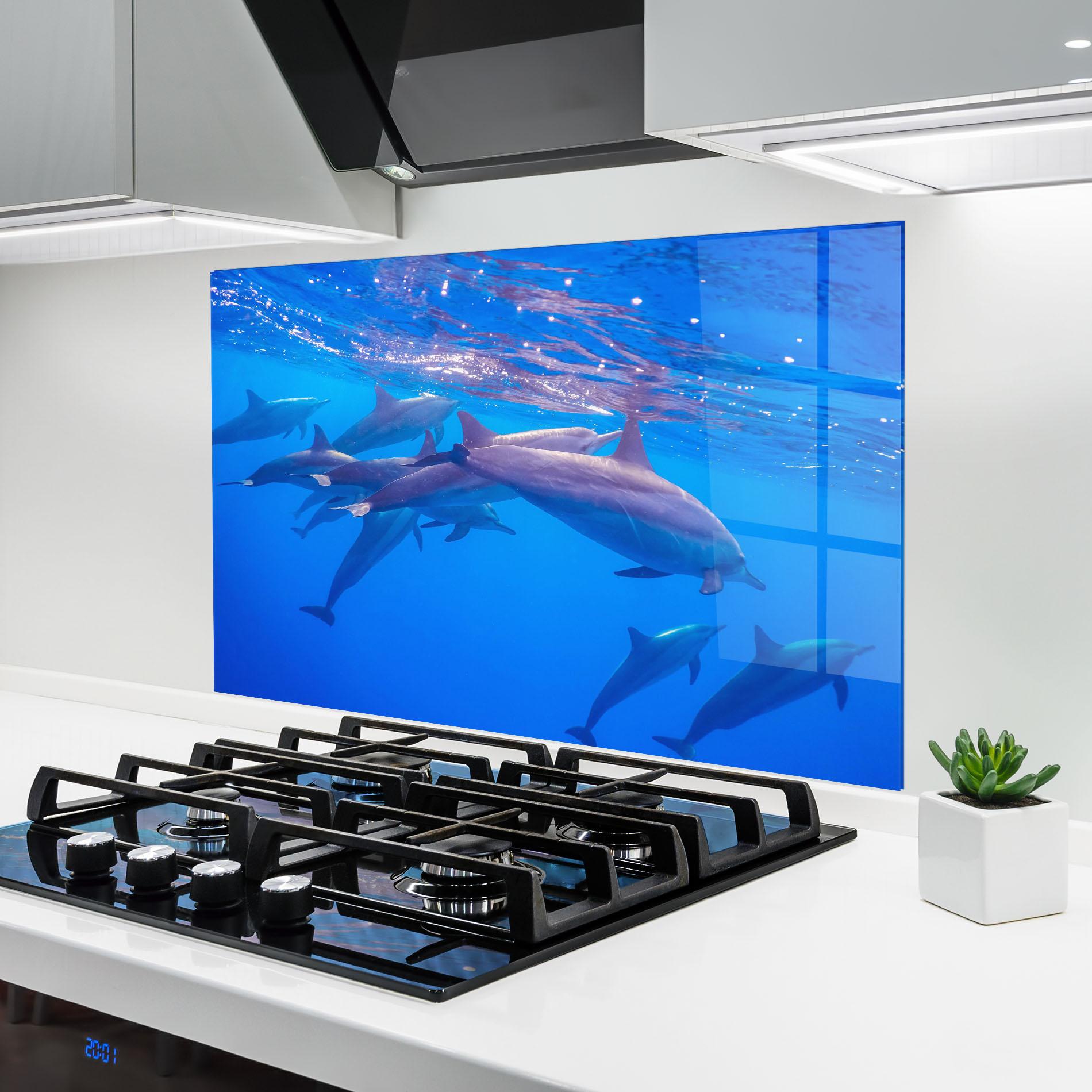 Panou Sticla Bucatarie Dolphin Family mockup 6