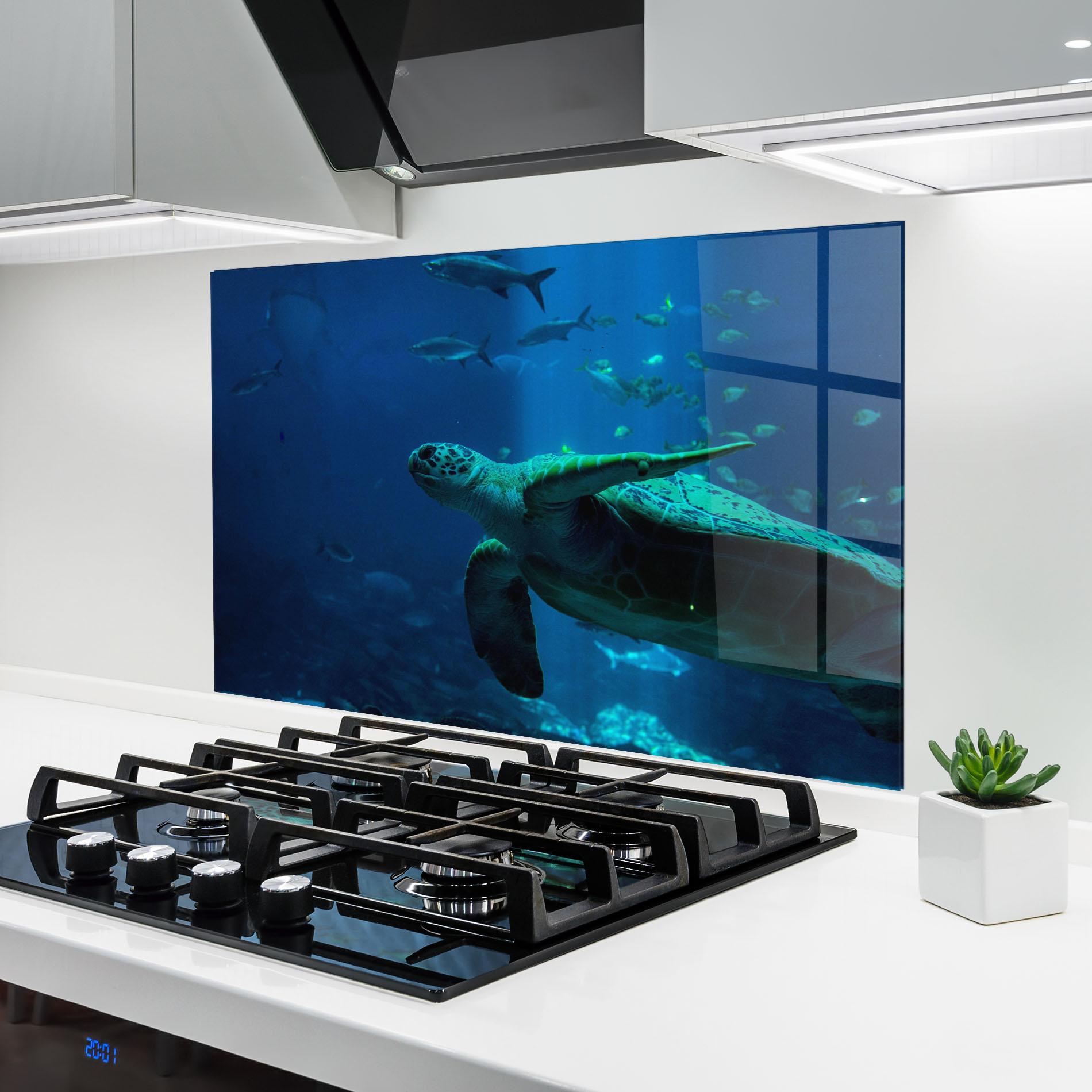 Panou Sticla Bucatarie Green Turtule mockup 6