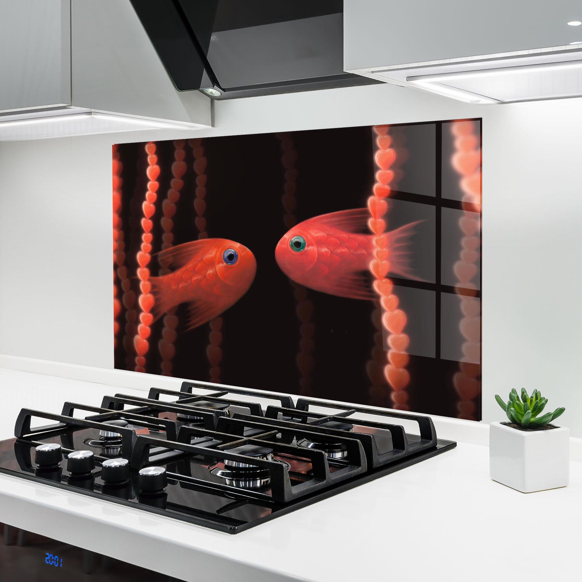 Panou Sticla Bucatarie Orange Fish Heart mockup 6