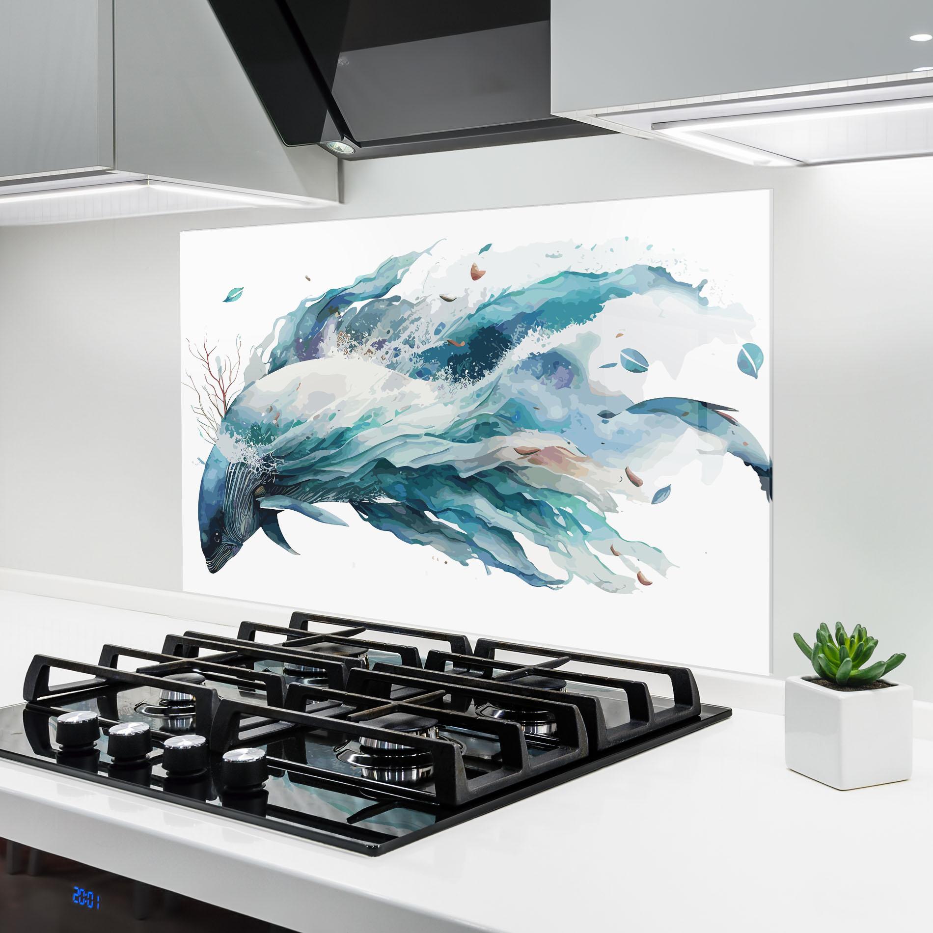 Panou Sticla Bucatarie Pretty Blue Fish mockup 6