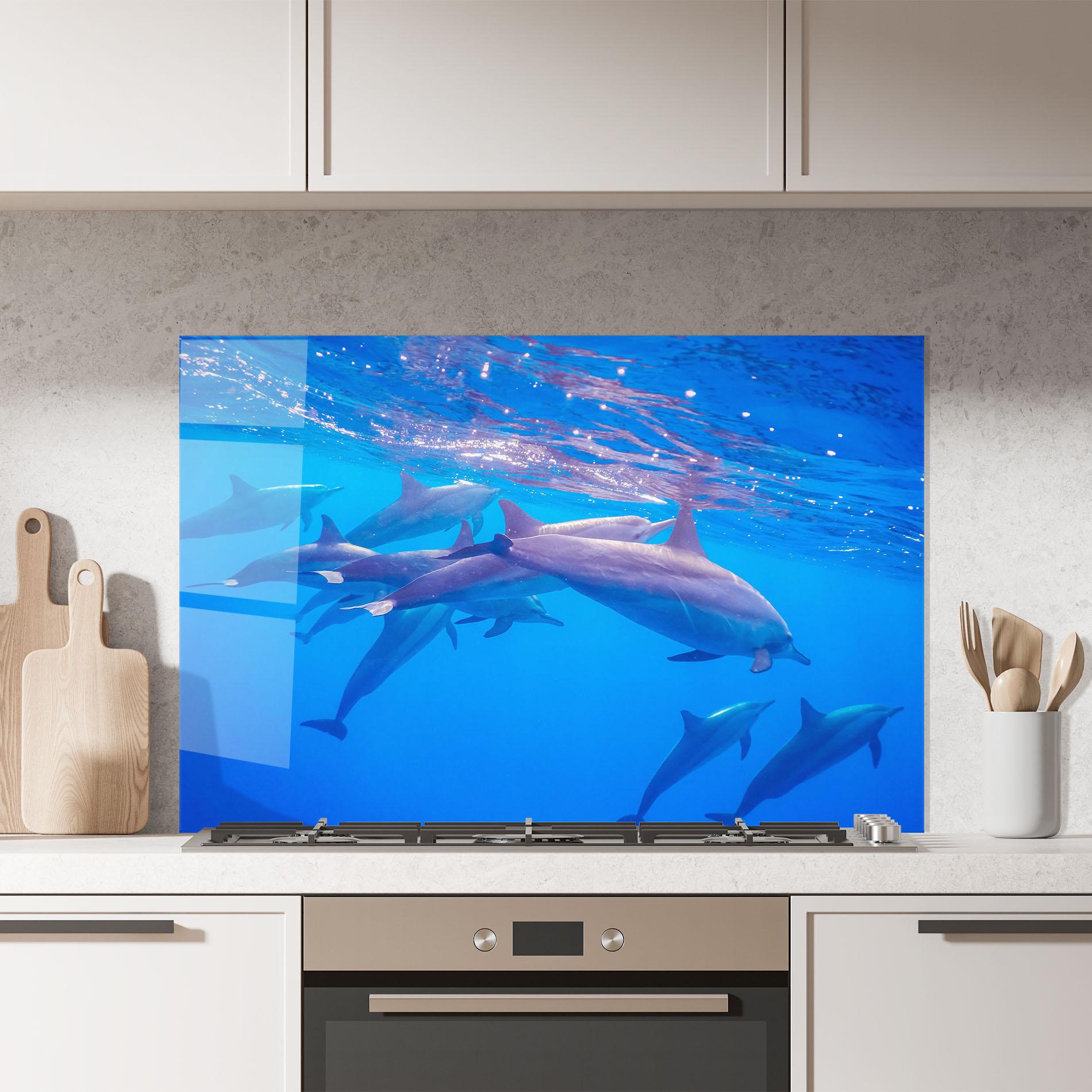 Panou Sticla Bucatarie Dolphin Family mockup 7