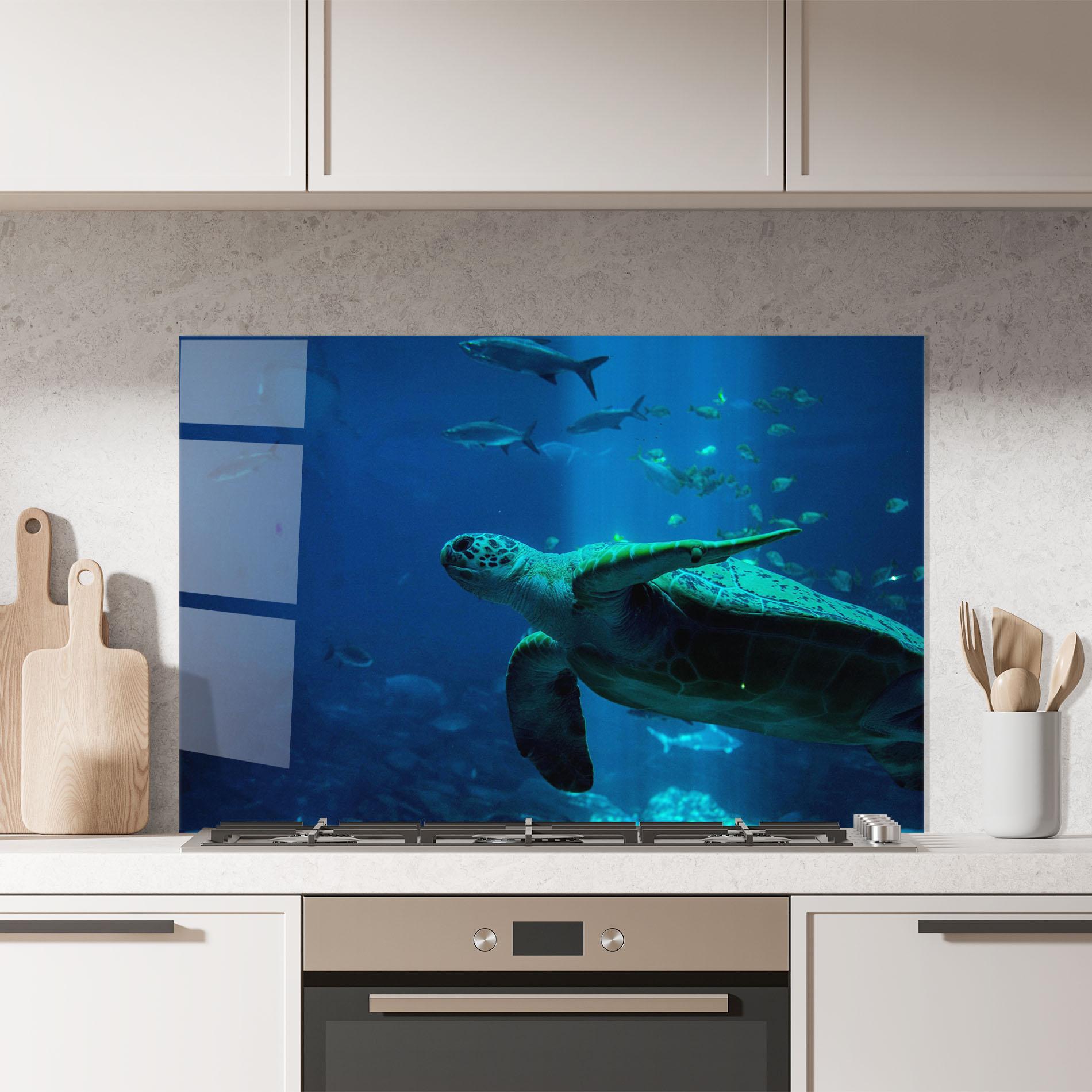 Panou Sticla Bucatarie Green Turtule mockup 7