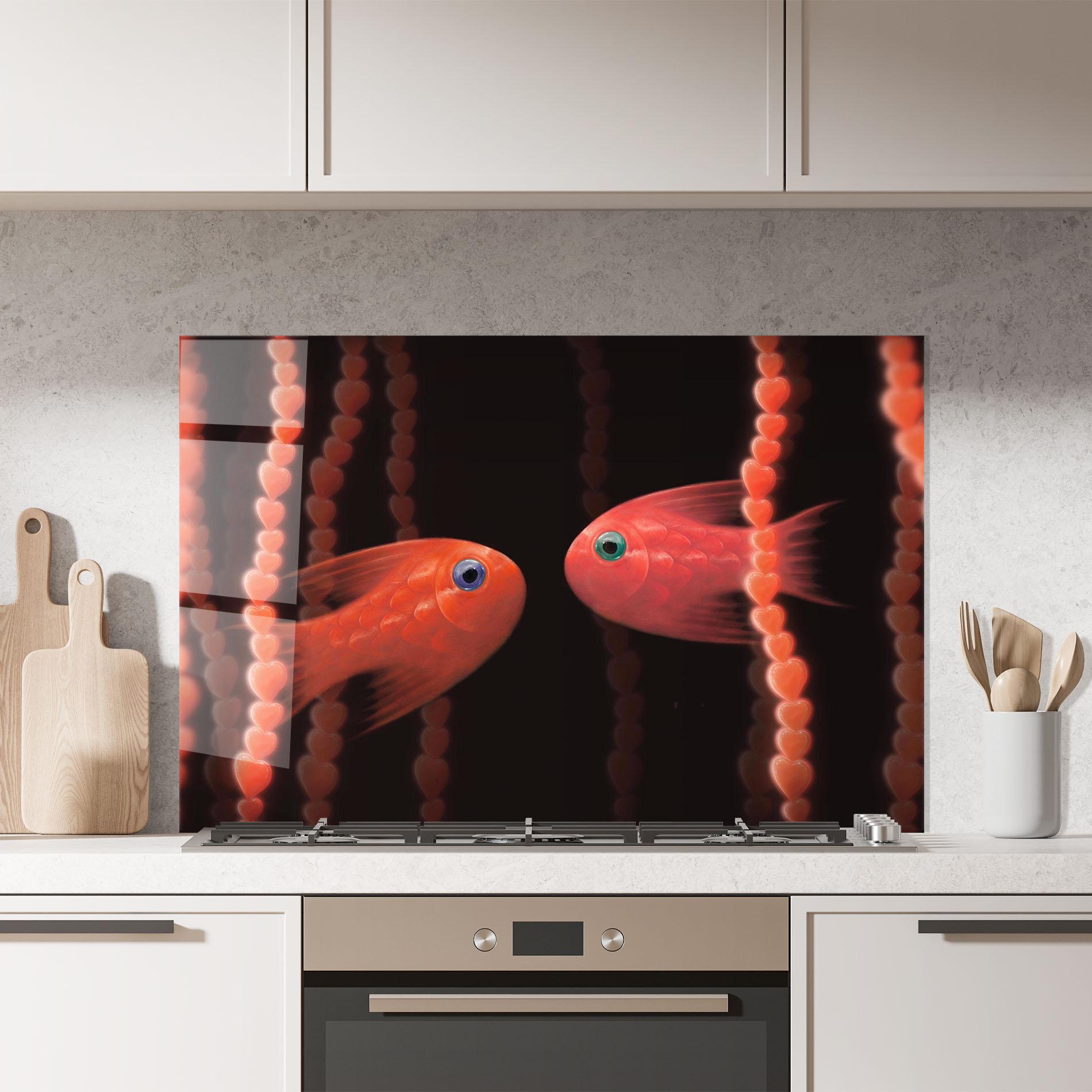 Panou Sticla Bucatarie Orange Fish Heart mockup 7