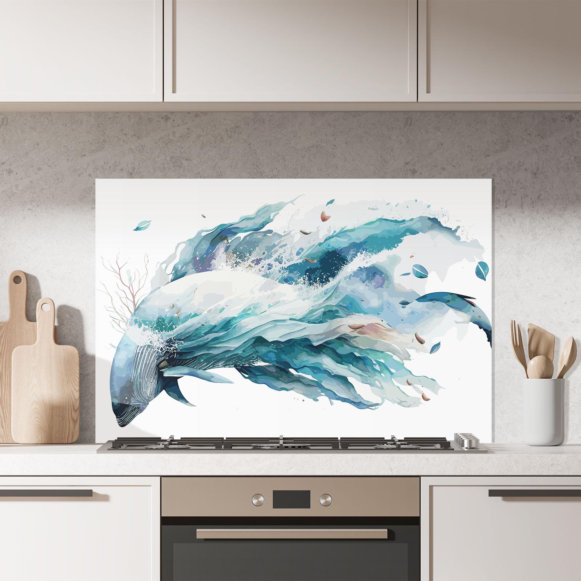 Panou Sticla Bucatarie Pretty Blue Fish mockup 7