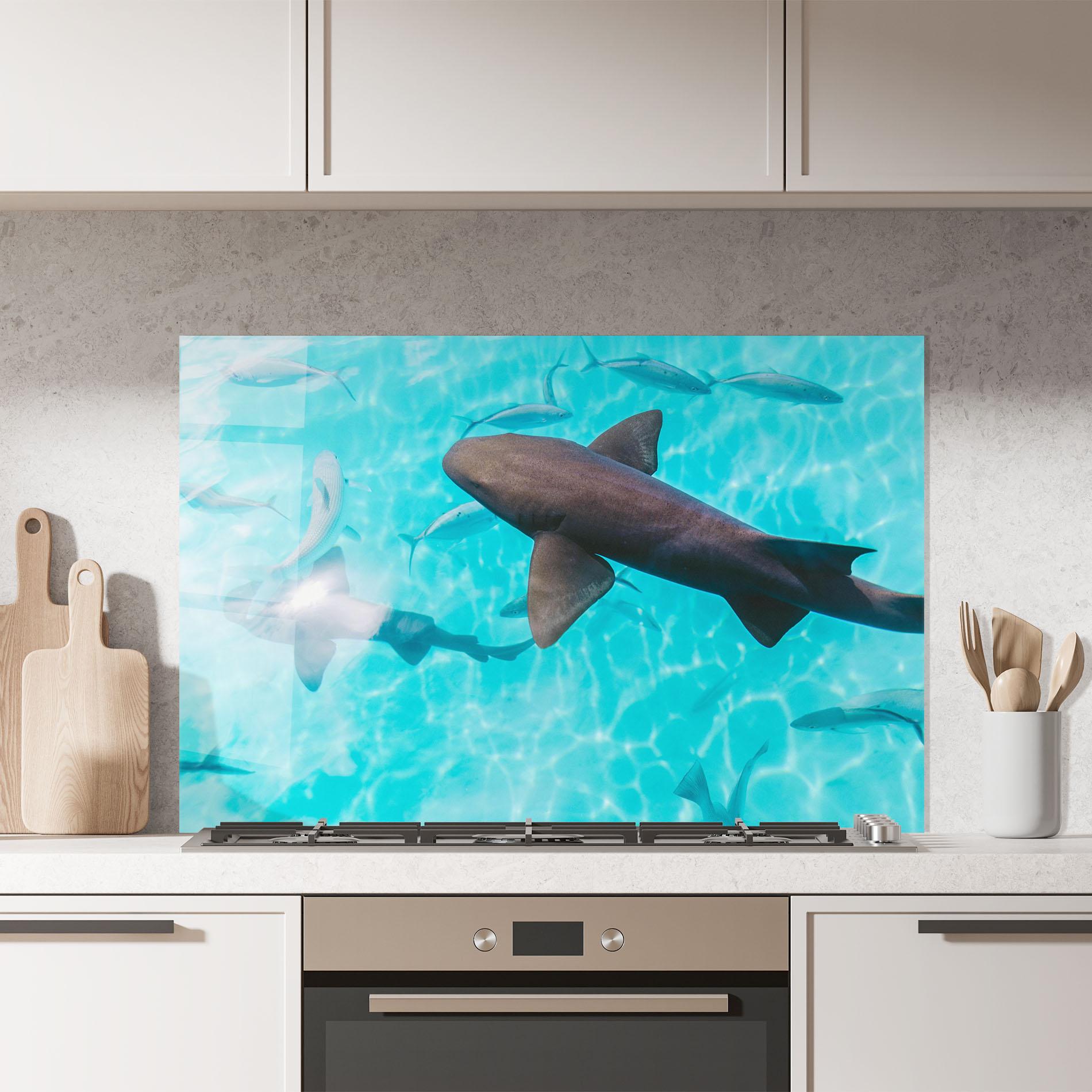 Panou Sticla Bucatarie Pretty Shark mockup 7