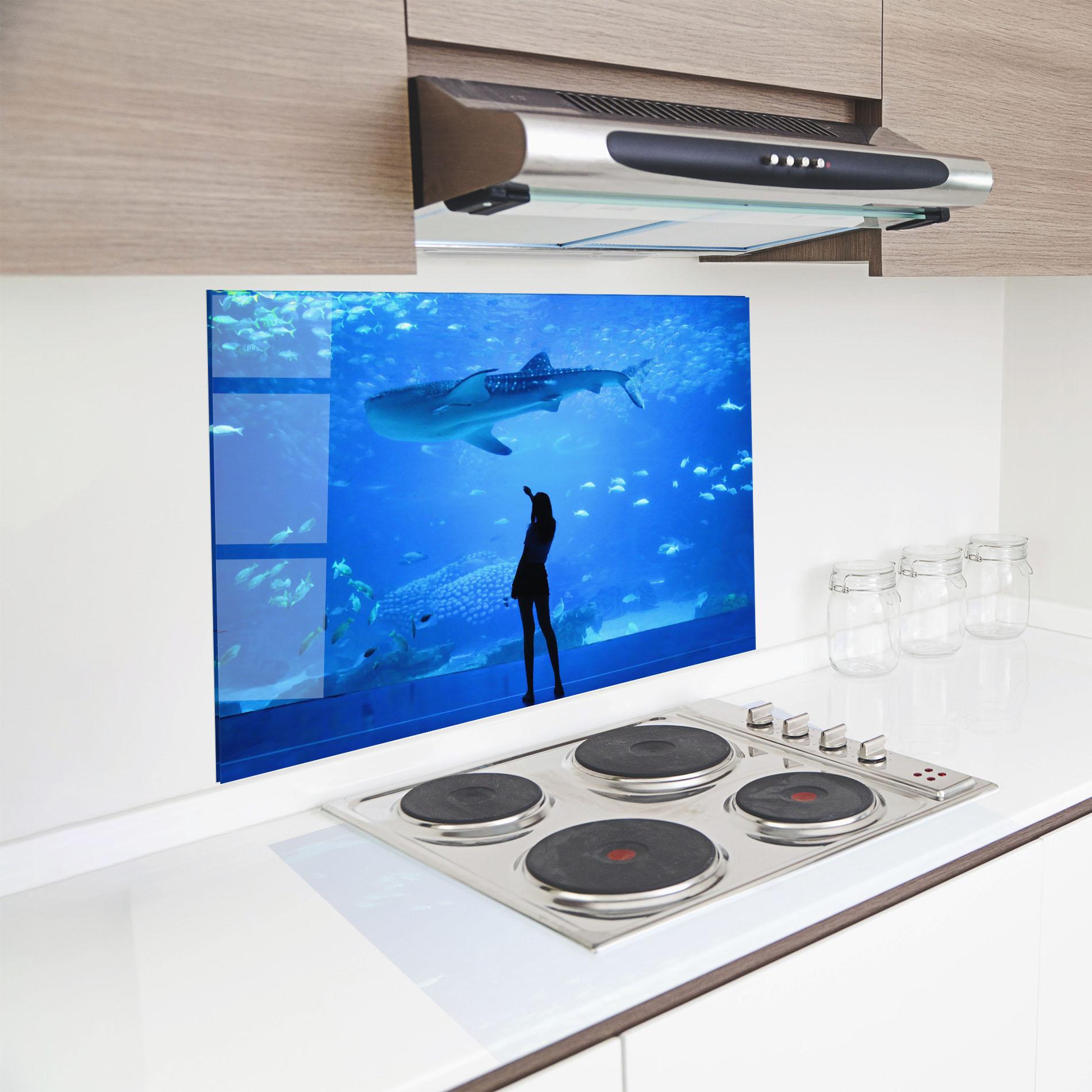 Panou Sticla Bucatarie Aquarium Girl mockup 8