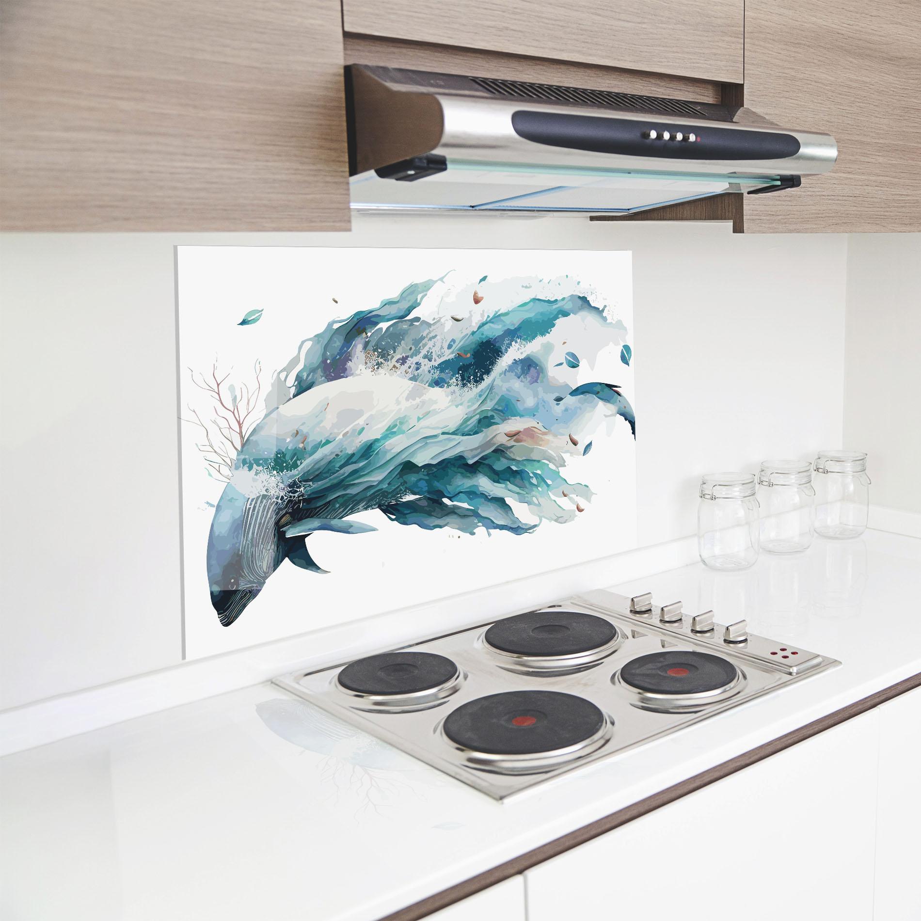 Panou Sticla Bucatarie Pretty Blue Fish mockup 8