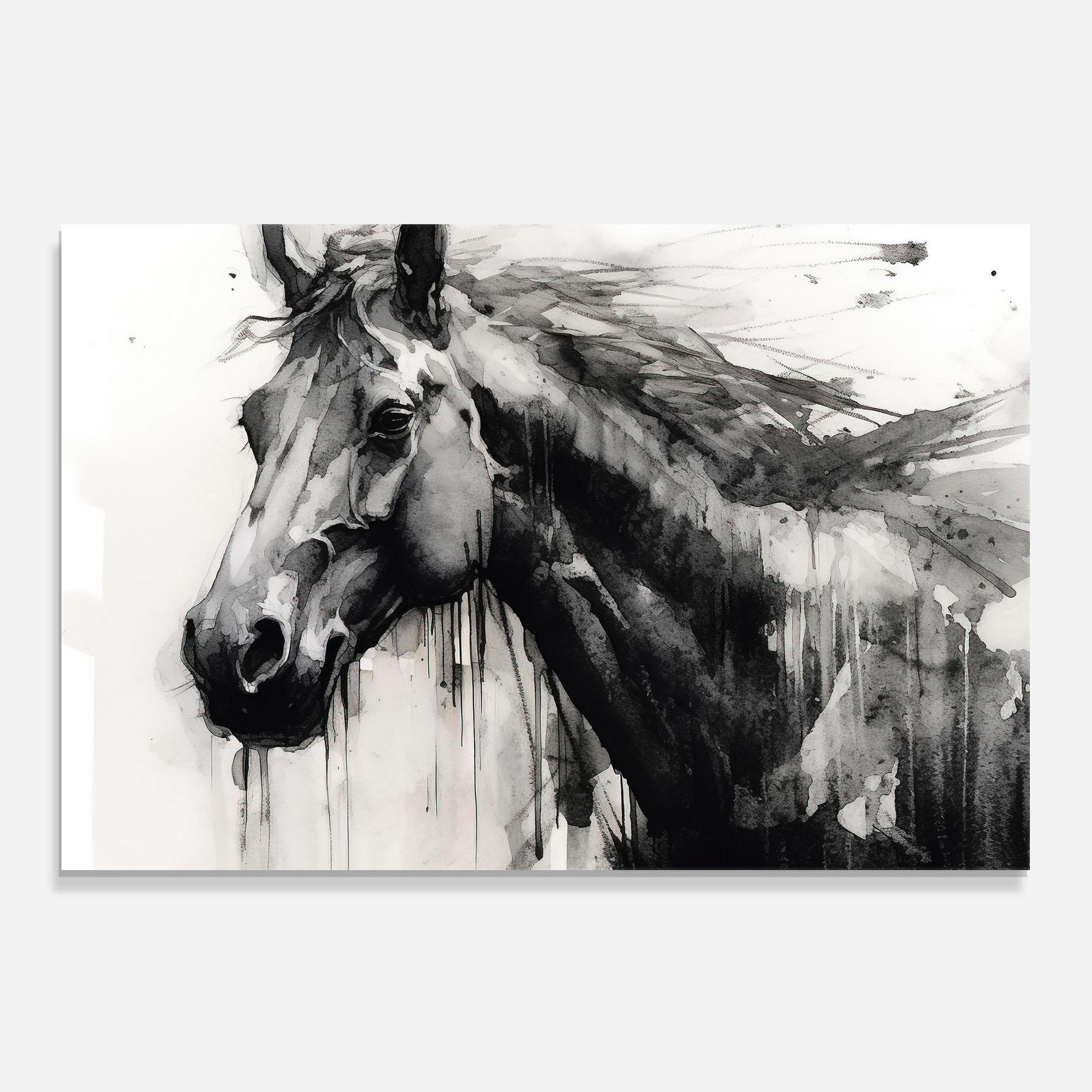Panou Sticla Bucatarie Black Horse Painting mockup 0