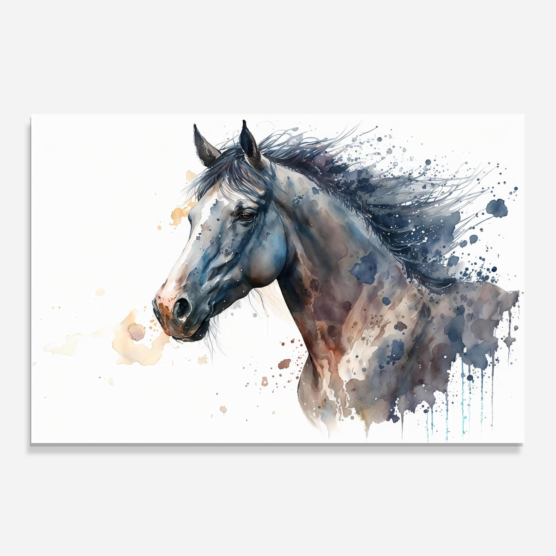 Panou Sticla Bucatarie Blue Horse Painting mockup 0