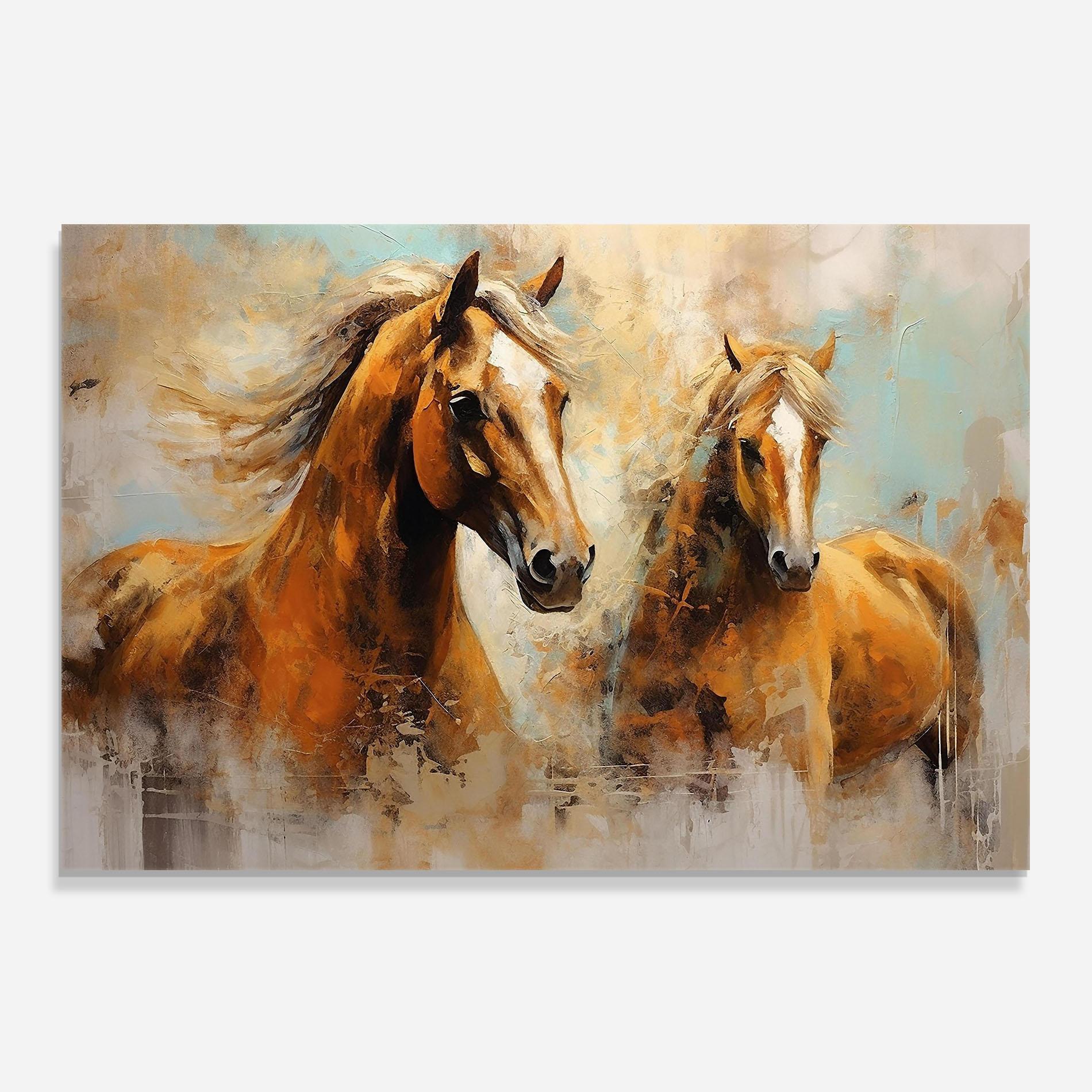 Panou Sticla Bucatarie Brown Horses Staying mockup 0