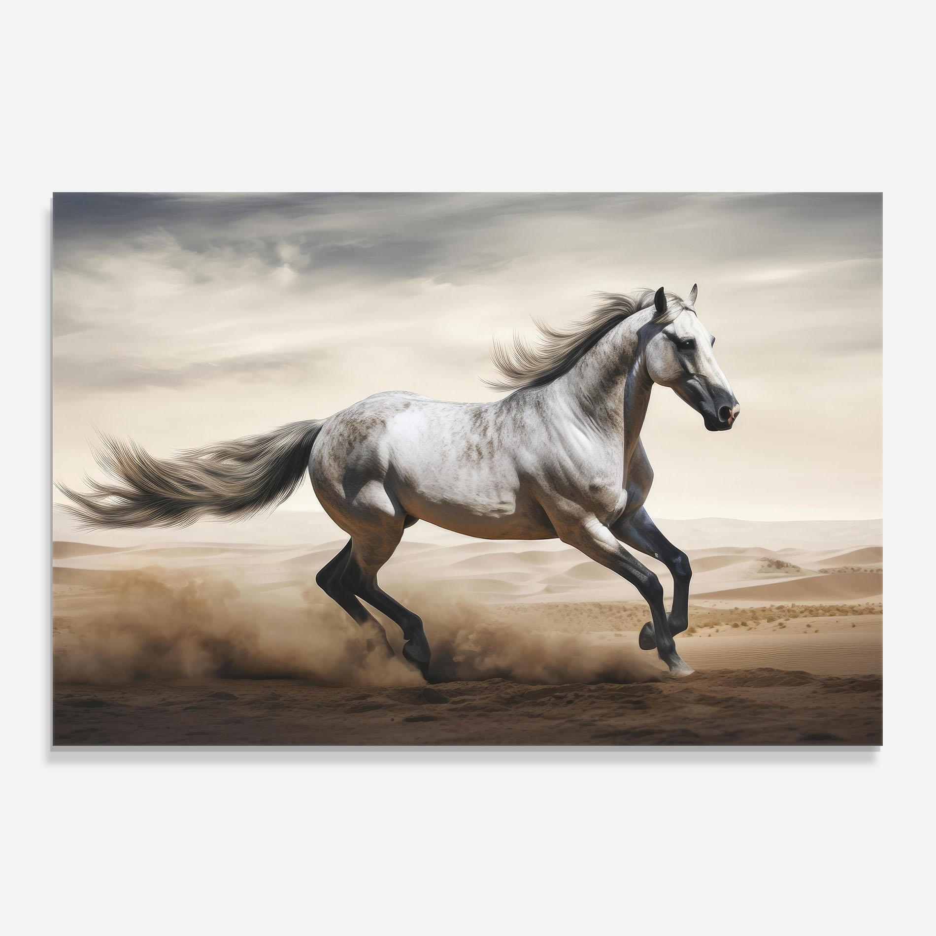 Panou Sticla Bucatarie Desert Horse Galloping mockup 0