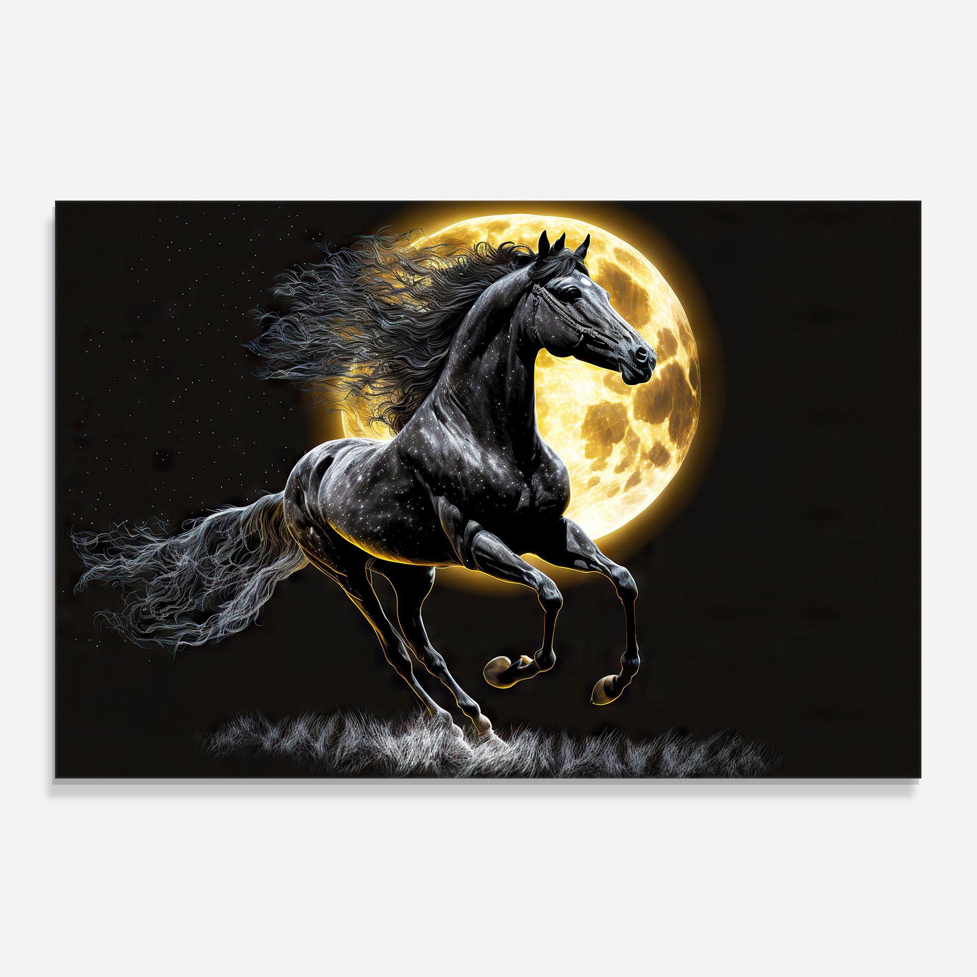 Panou Sticla Bucatarie Gold Moon Horse mockup 0