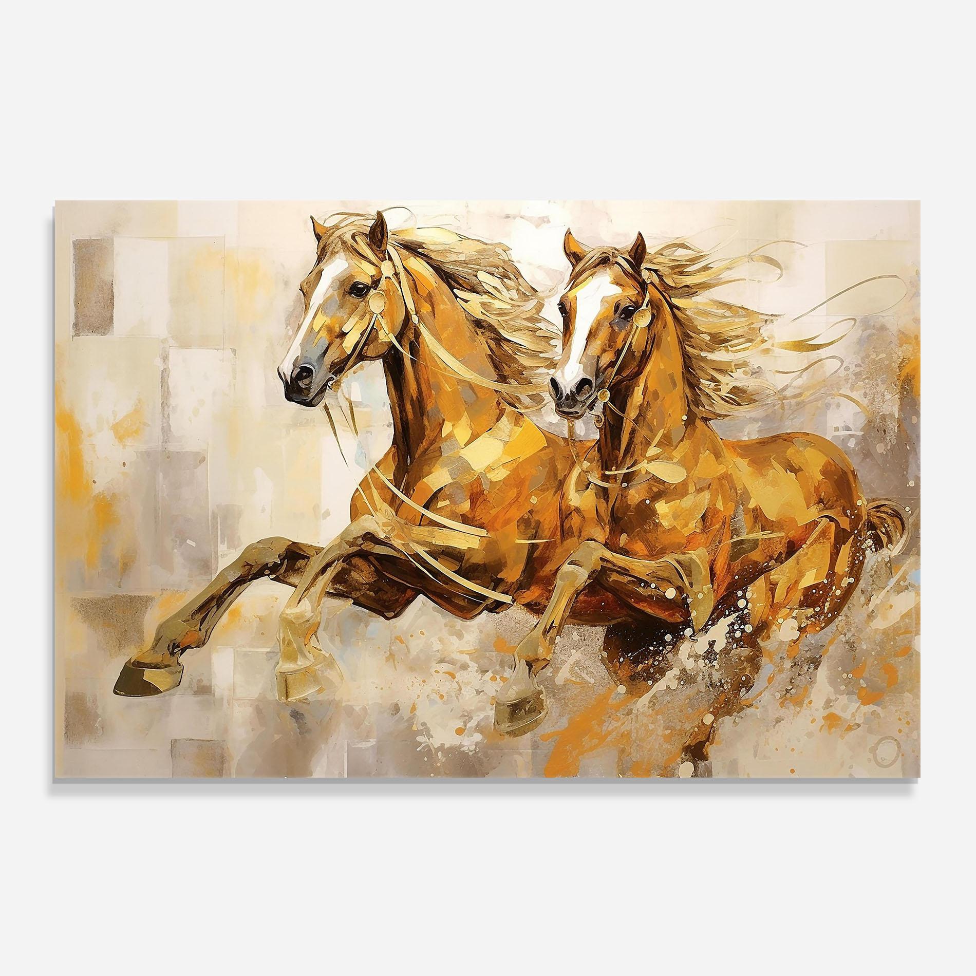 Panou Sticla Bucatarie Light Brown Horses Running mockup 0