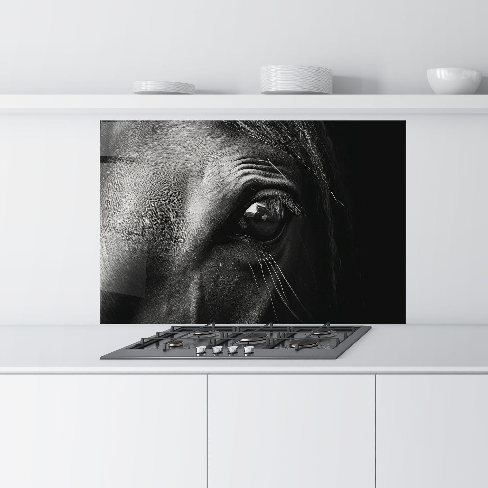 Panou Sticla Bucatarie Black Horse Eye mockup 9