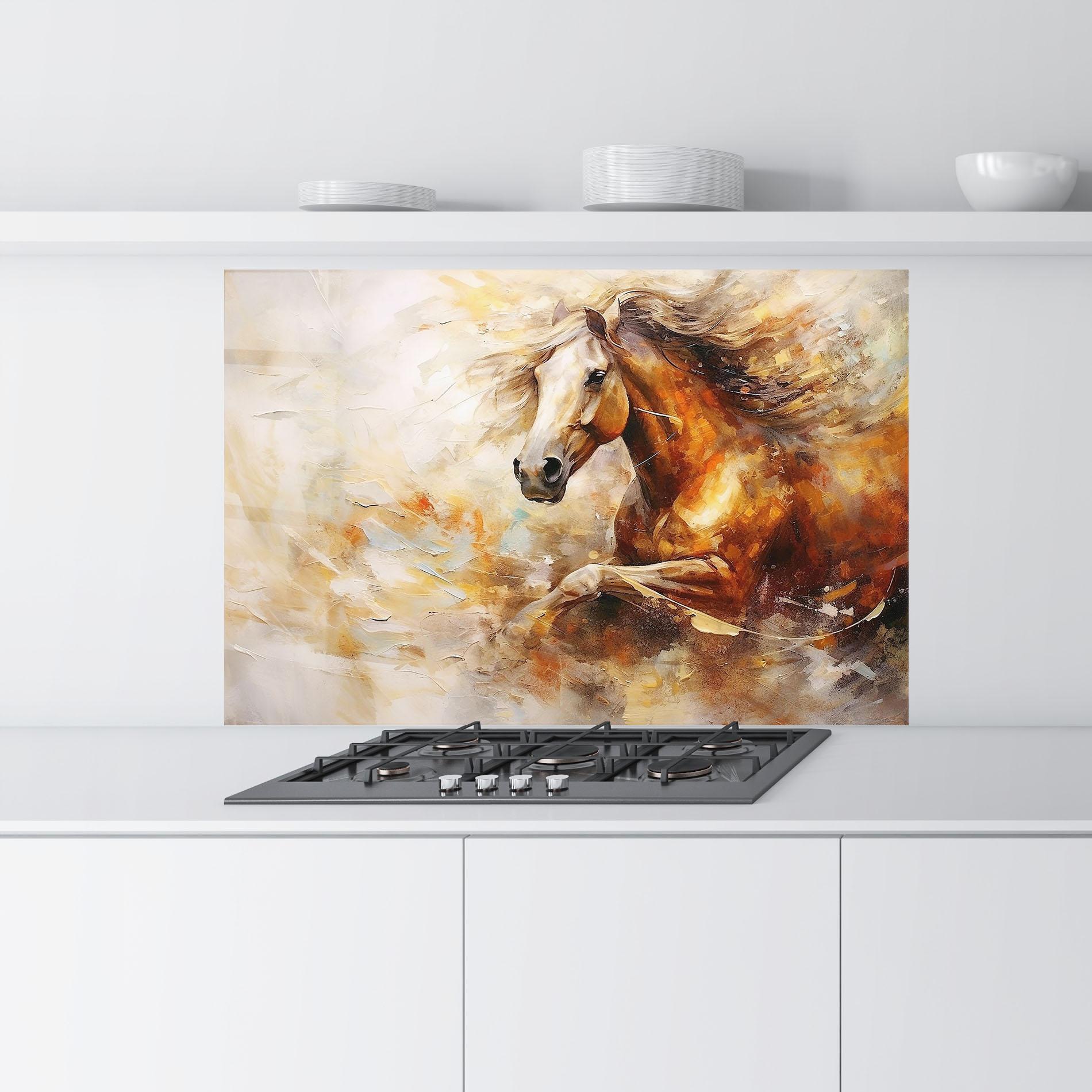 Panou Sticla Bucatarie Brown Horse Running mockup 9