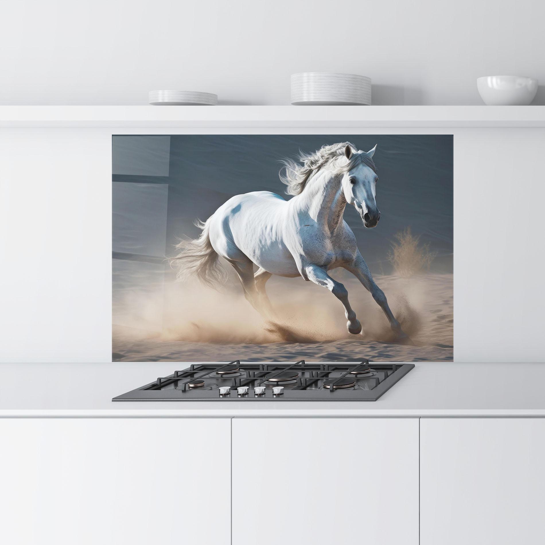 Panou Sticla Bucatarie Desert Horse mockup 9