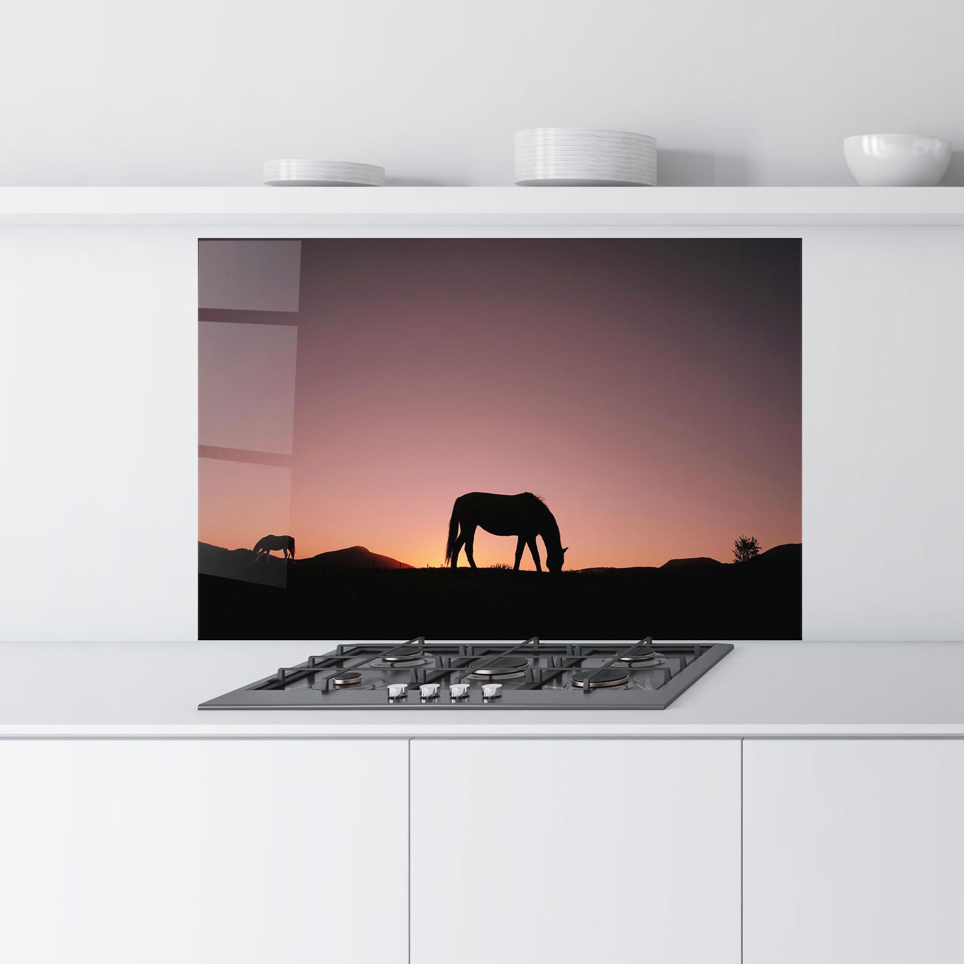 Panou Sticla Bucatarie Horse Silhouette mockup 9