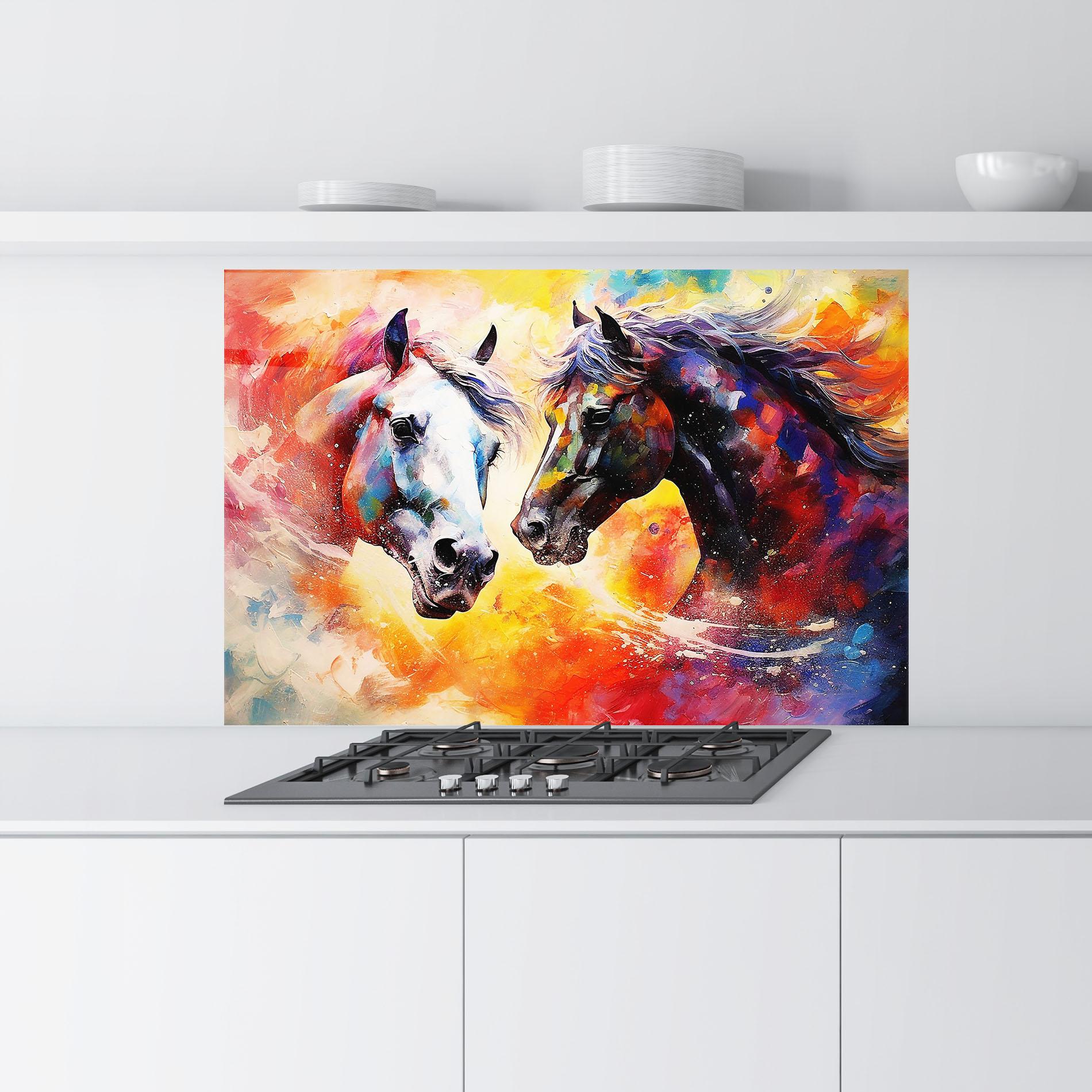 Panou Sticla Bucatarie Horses Color Mix mockup 9