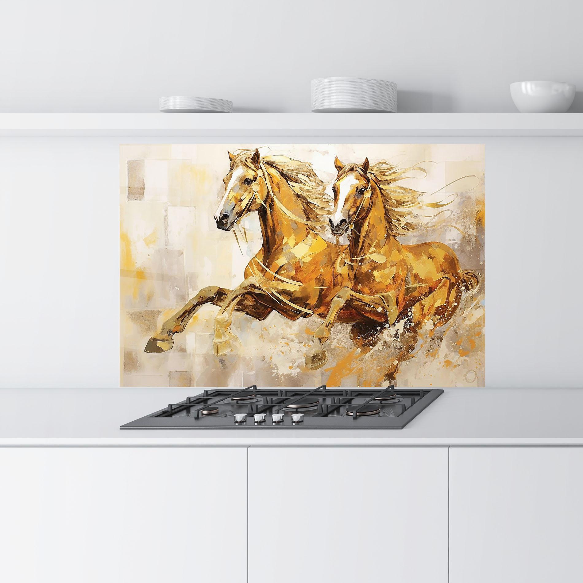 Panou Sticla Bucatarie Light Brown Horses Running mockup 9