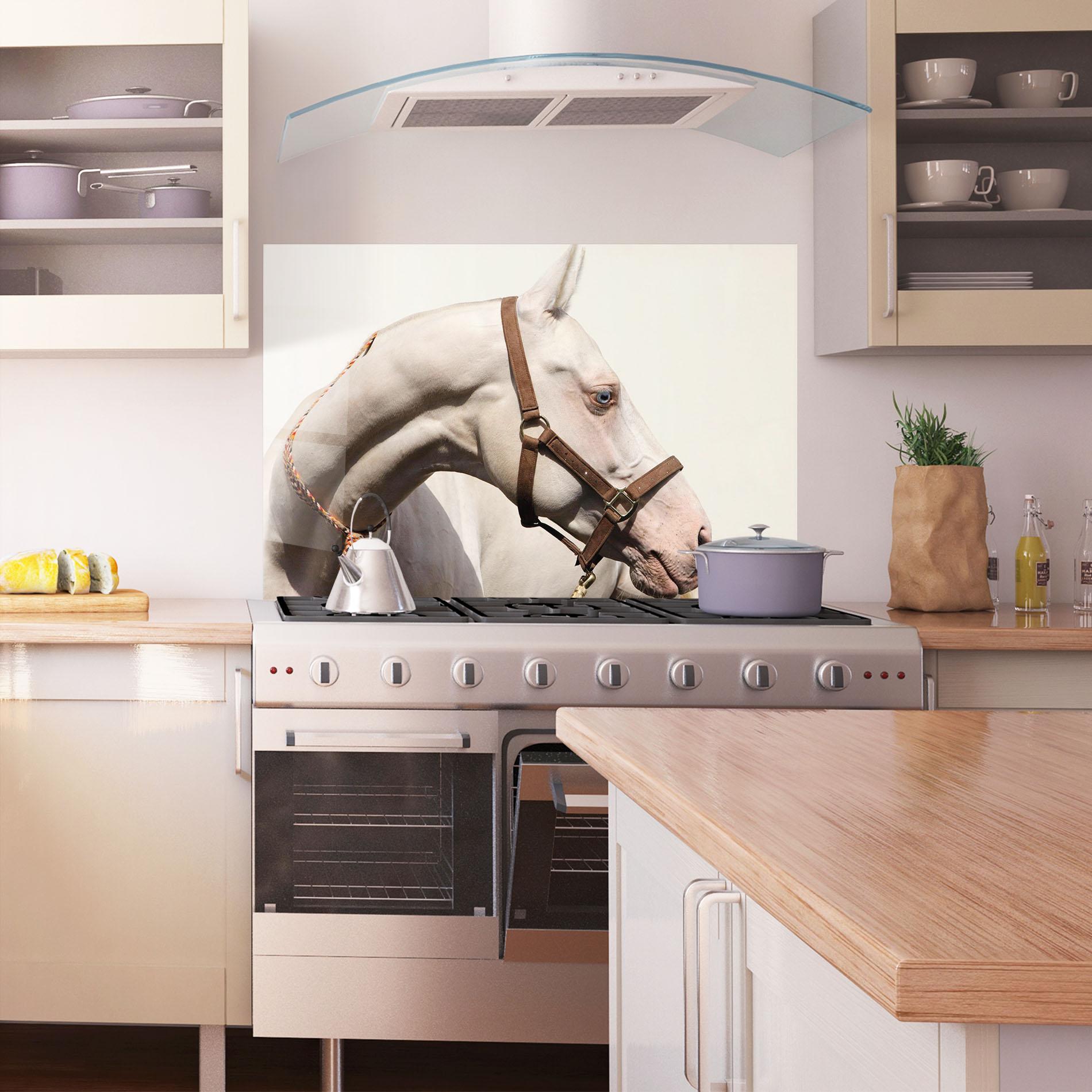 Panou Sticla Bucatarie Blue Eye Horse mockup 1