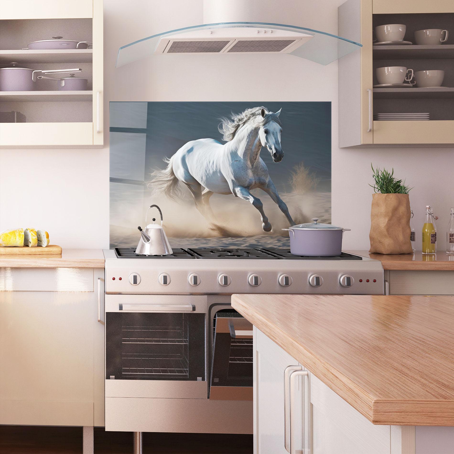 Panou Sticla Bucatarie Desert Horse mockup 1