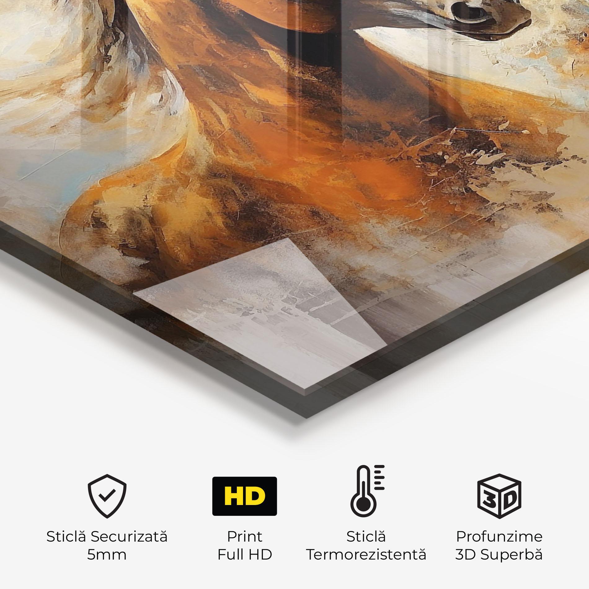 Panou Sticla Bucatarie Brown Horses Staying mockup 2