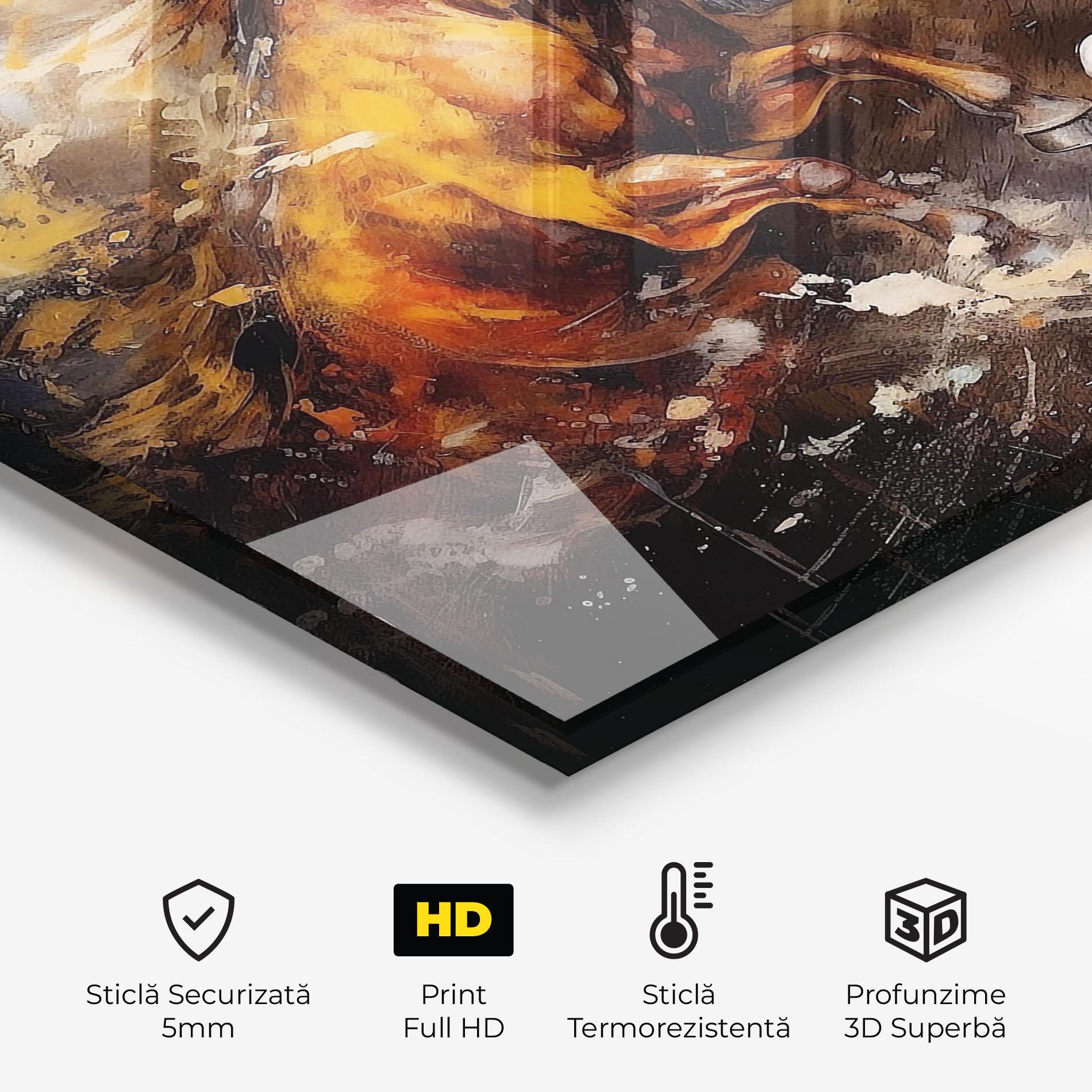 Panou Sticla Bucatarie Brown White Horses mockup 2