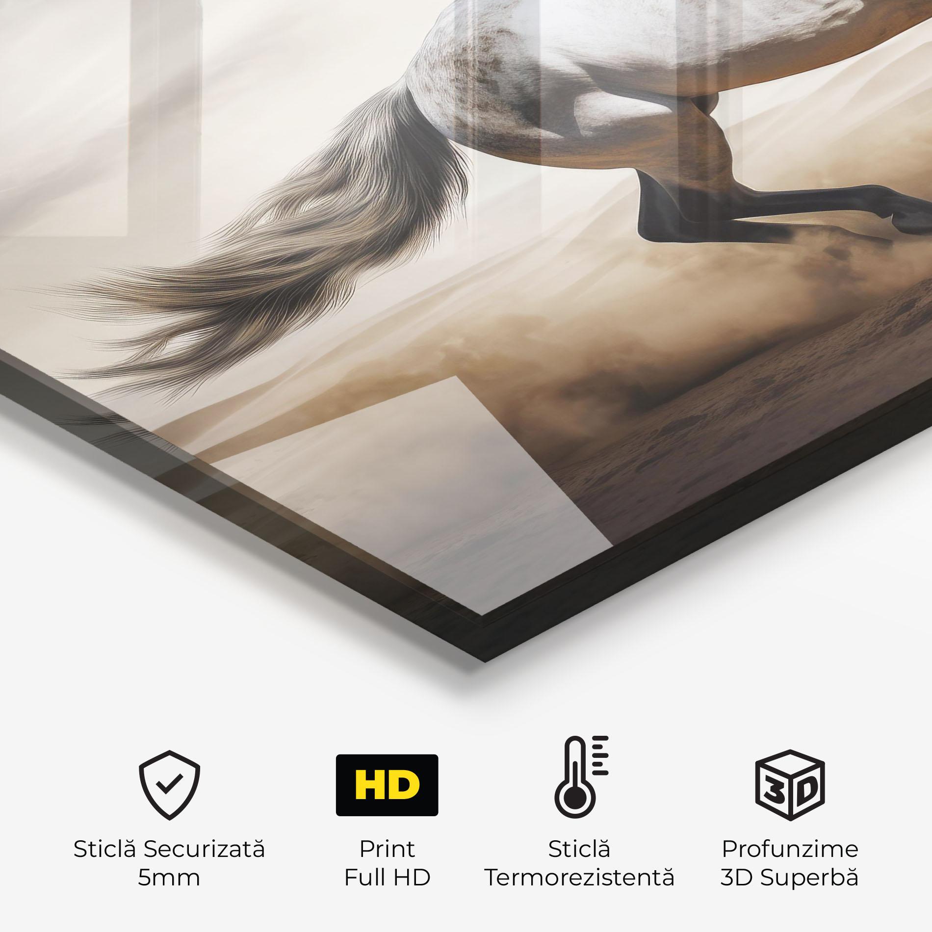 Panou Sticla Bucatarie Desert Horse Galloping mockup 2