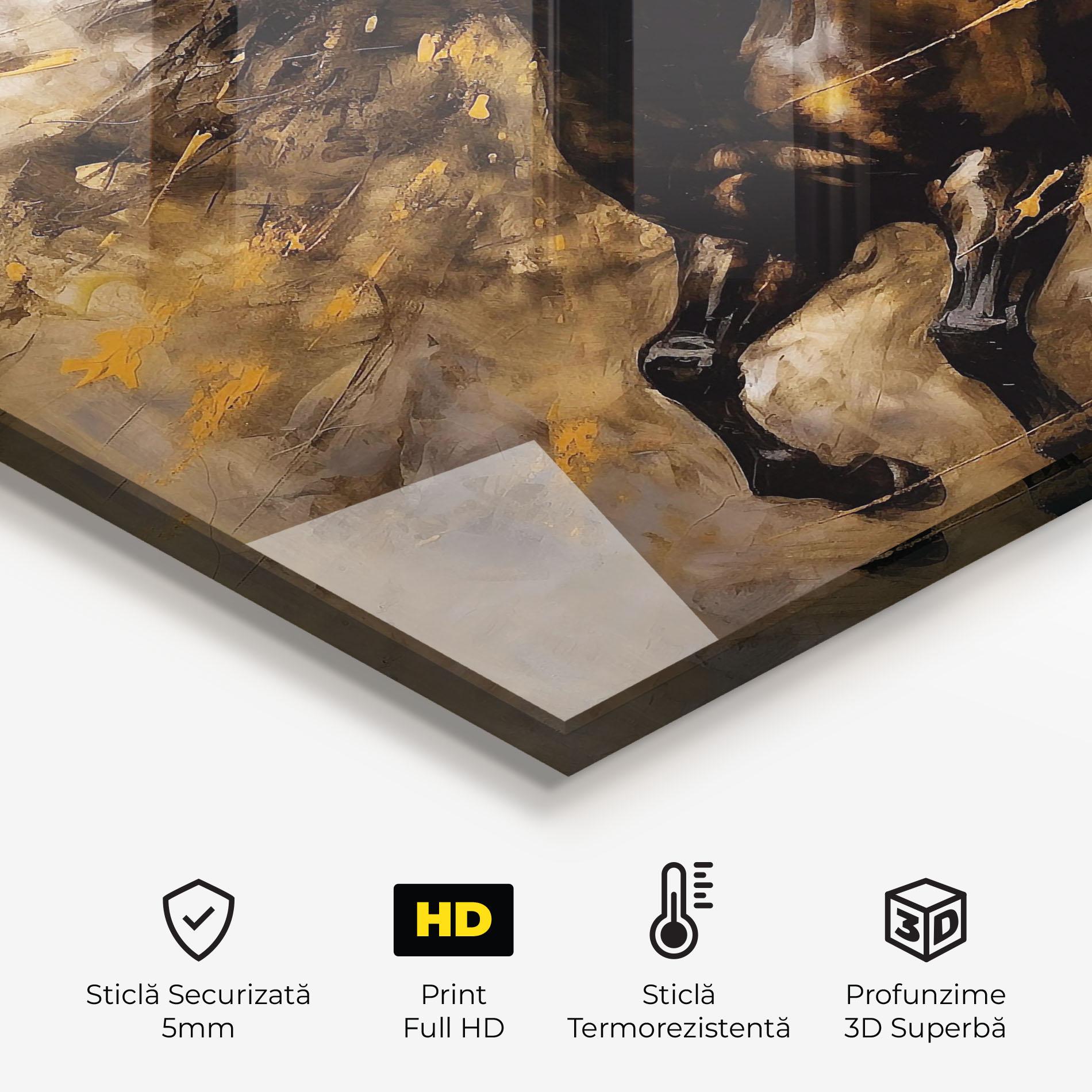 Panou Sticla Bucatarie Gold Brown Horse mockup 2