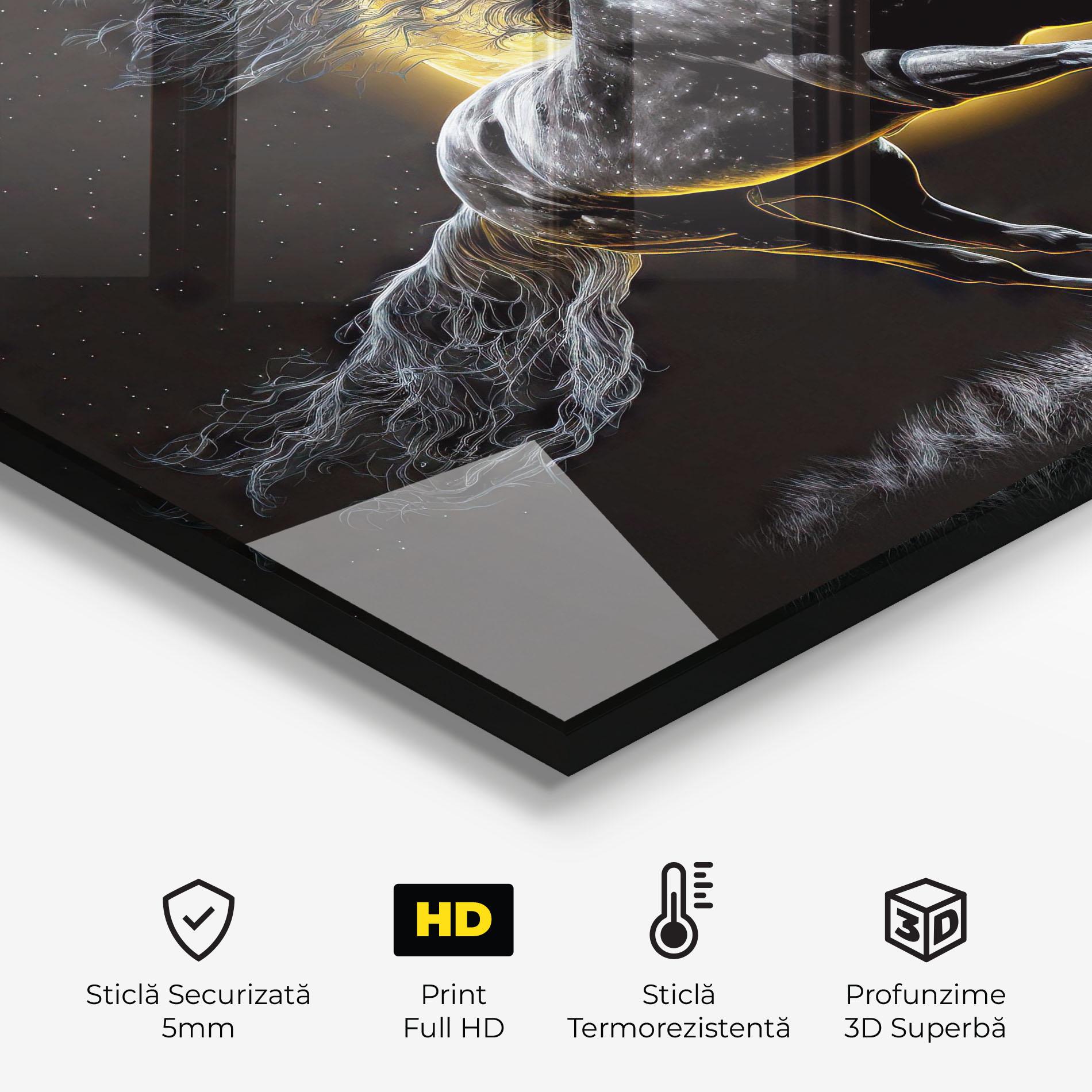 Panou Sticla Bucatarie Gold Moon Horse mockup 2