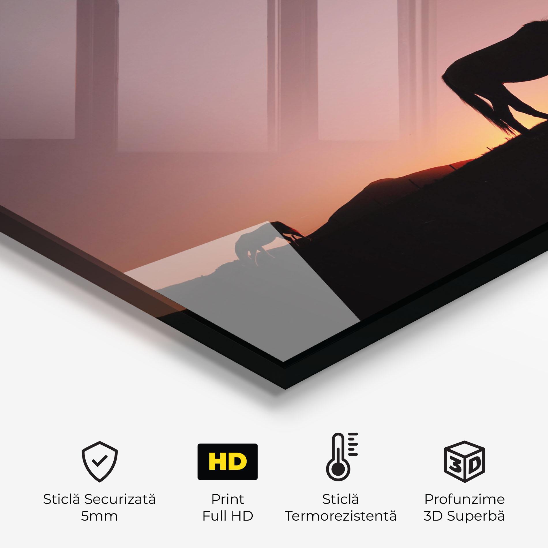 Panou Sticla Bucatarie Horse Silhouette mockup 2