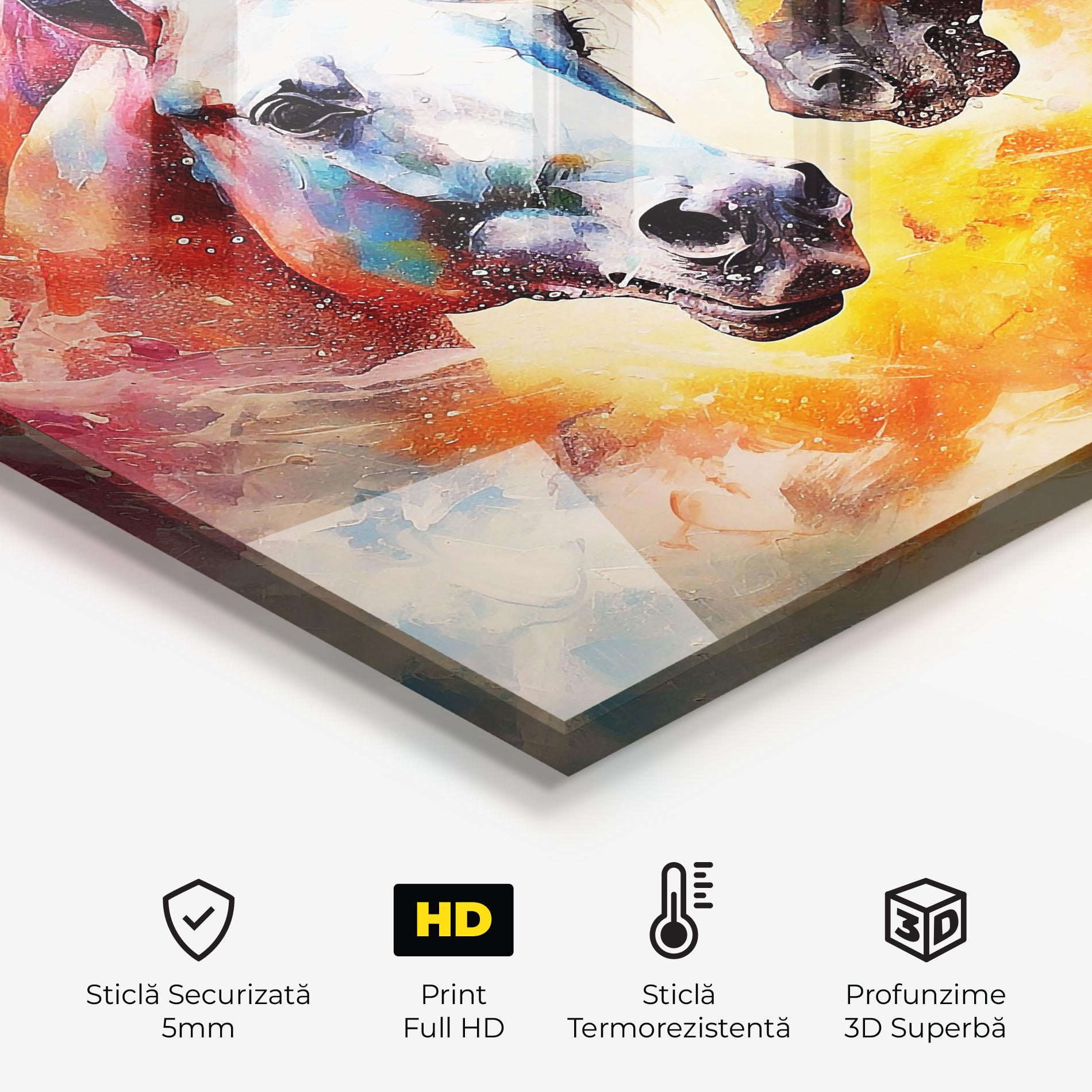 Panou Sticla Bucatarie Horses Color Mix mockup 2