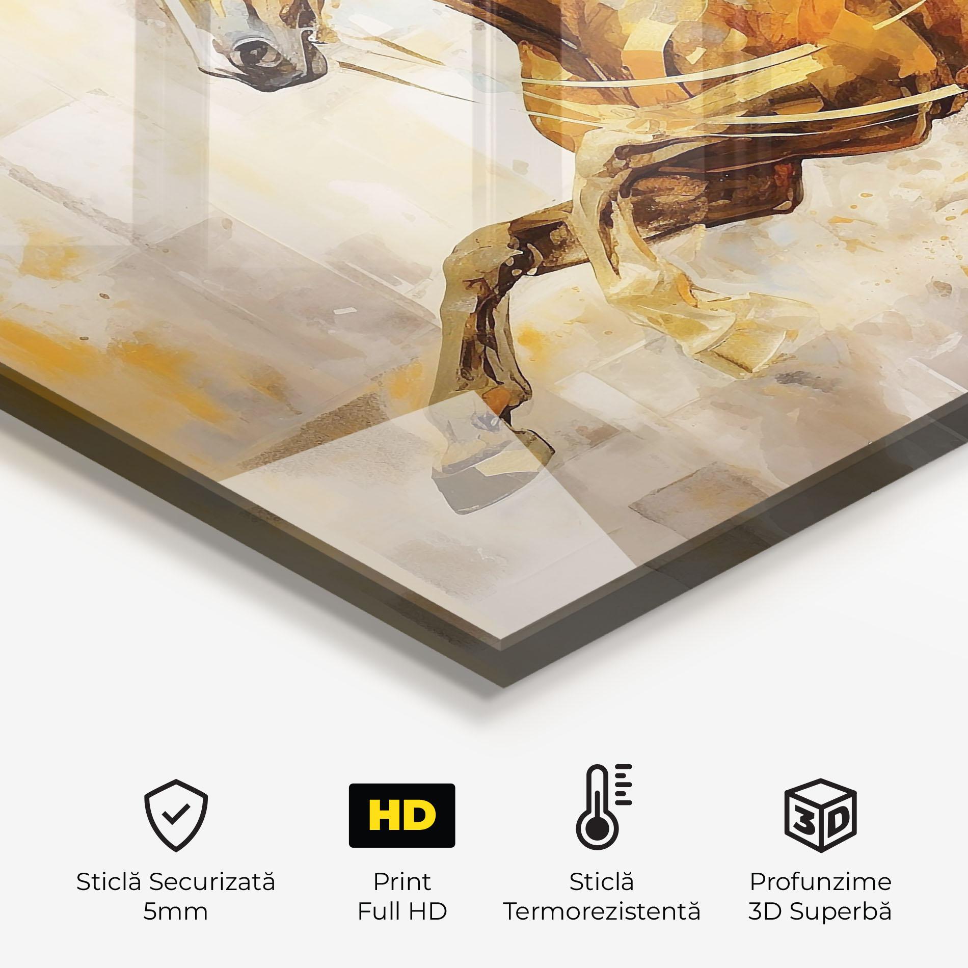Panou Sticla Bucatarie Light Brown Horses Running mockup 2