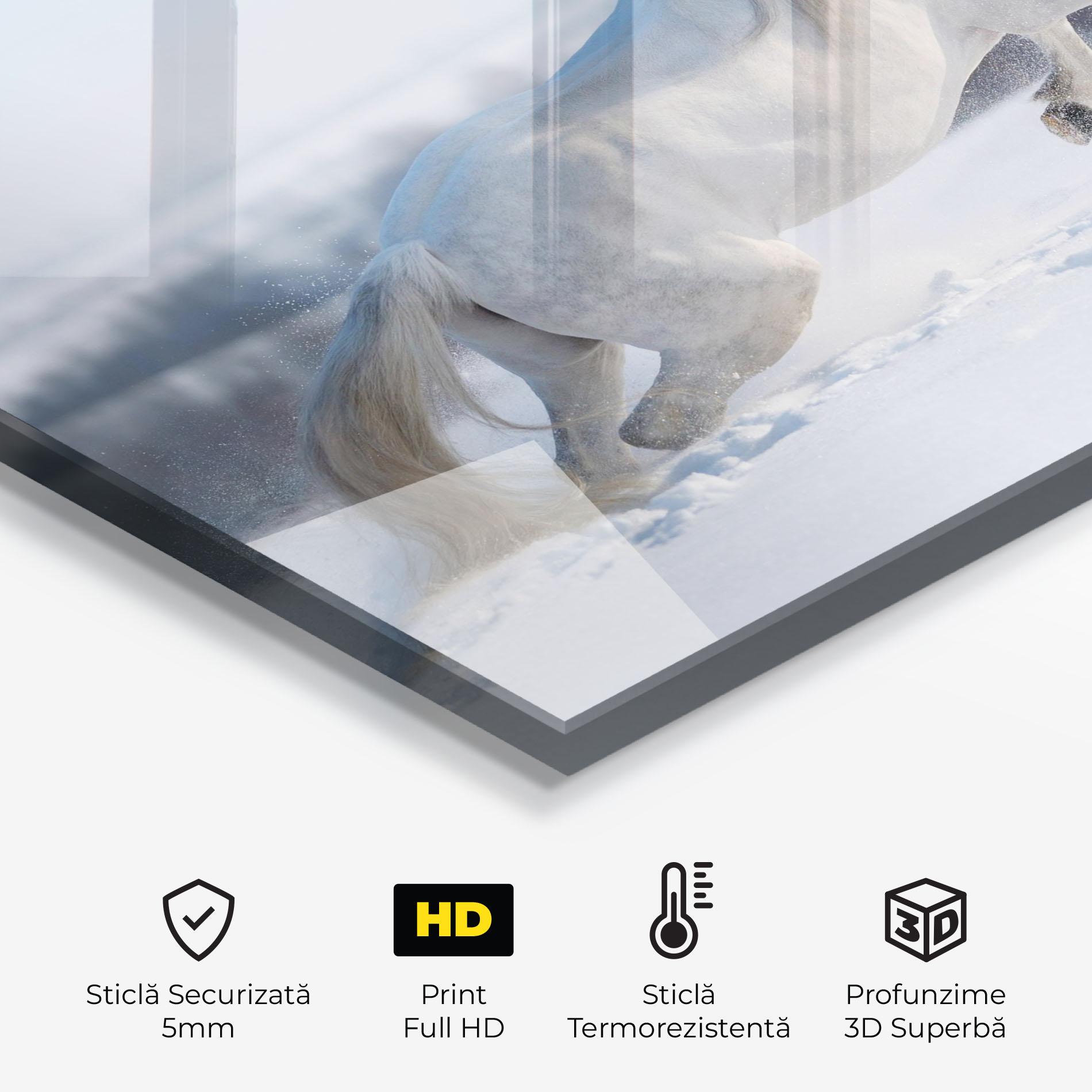 Panou Sticla Bucatarie Snow Horse Running mockup 2