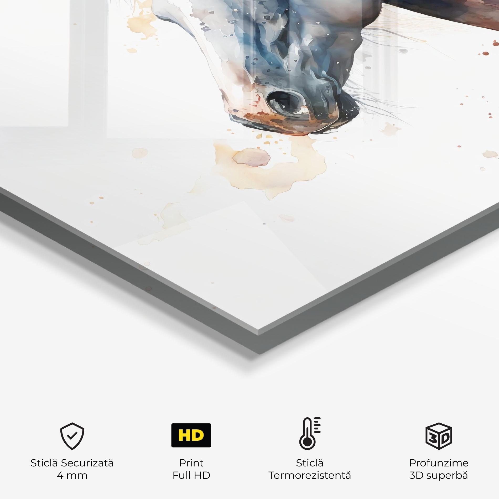 Panou Sticla Bucatarie Blue Horse Painting mockup 2