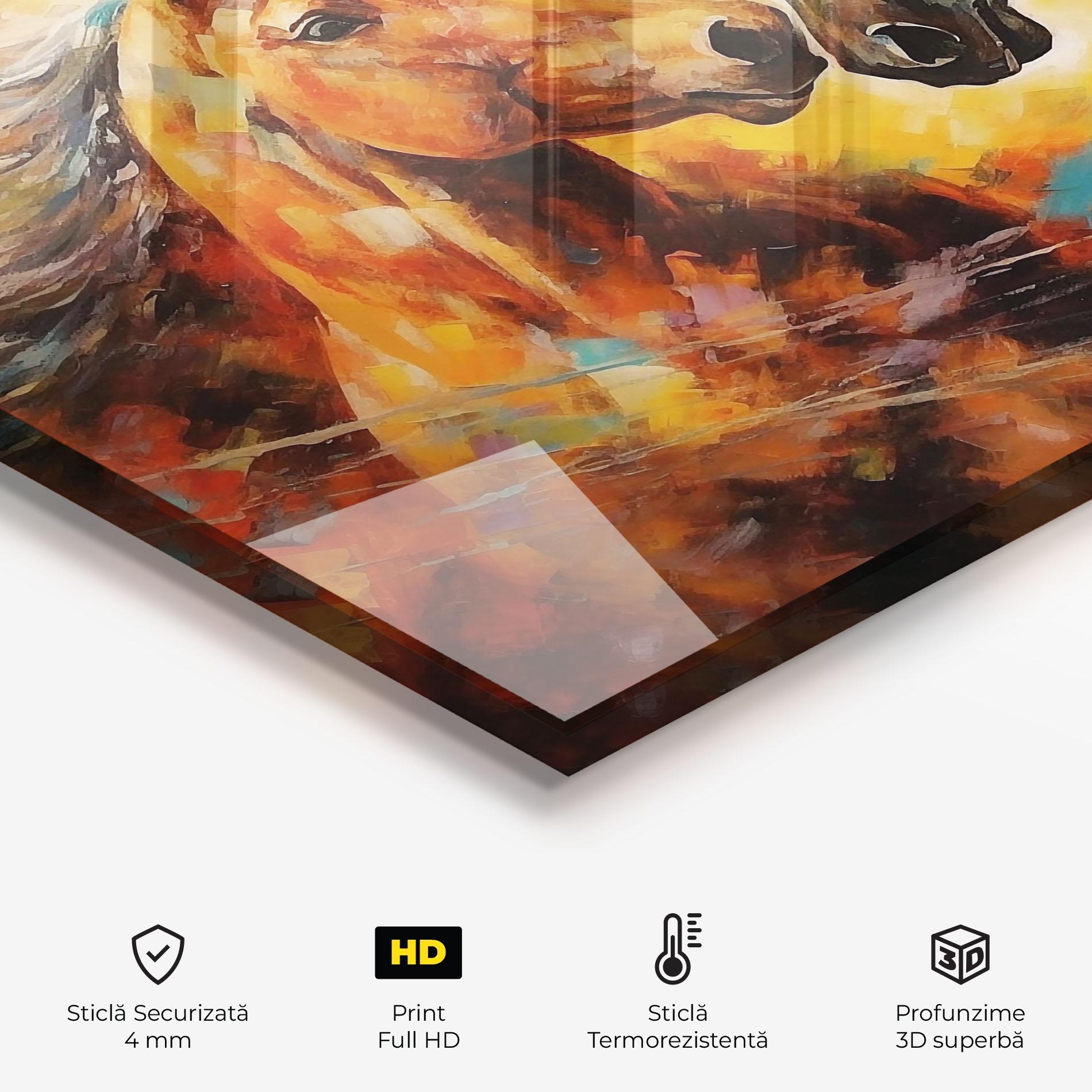 Panou Sticla Bucatarie Brown Black Horses mockup 2