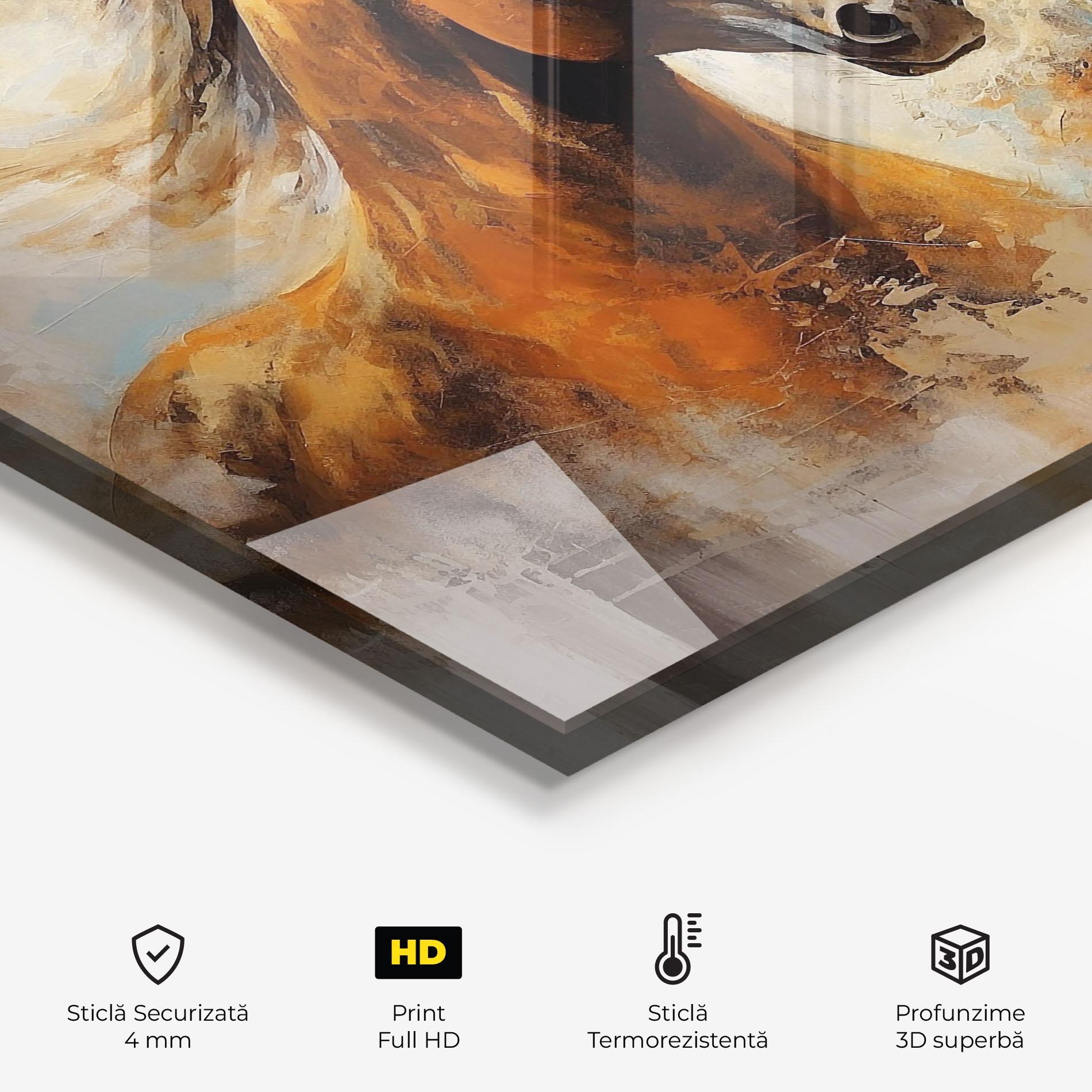 Panou Sticla Bucatarie Brown Horses Staying mockup 2