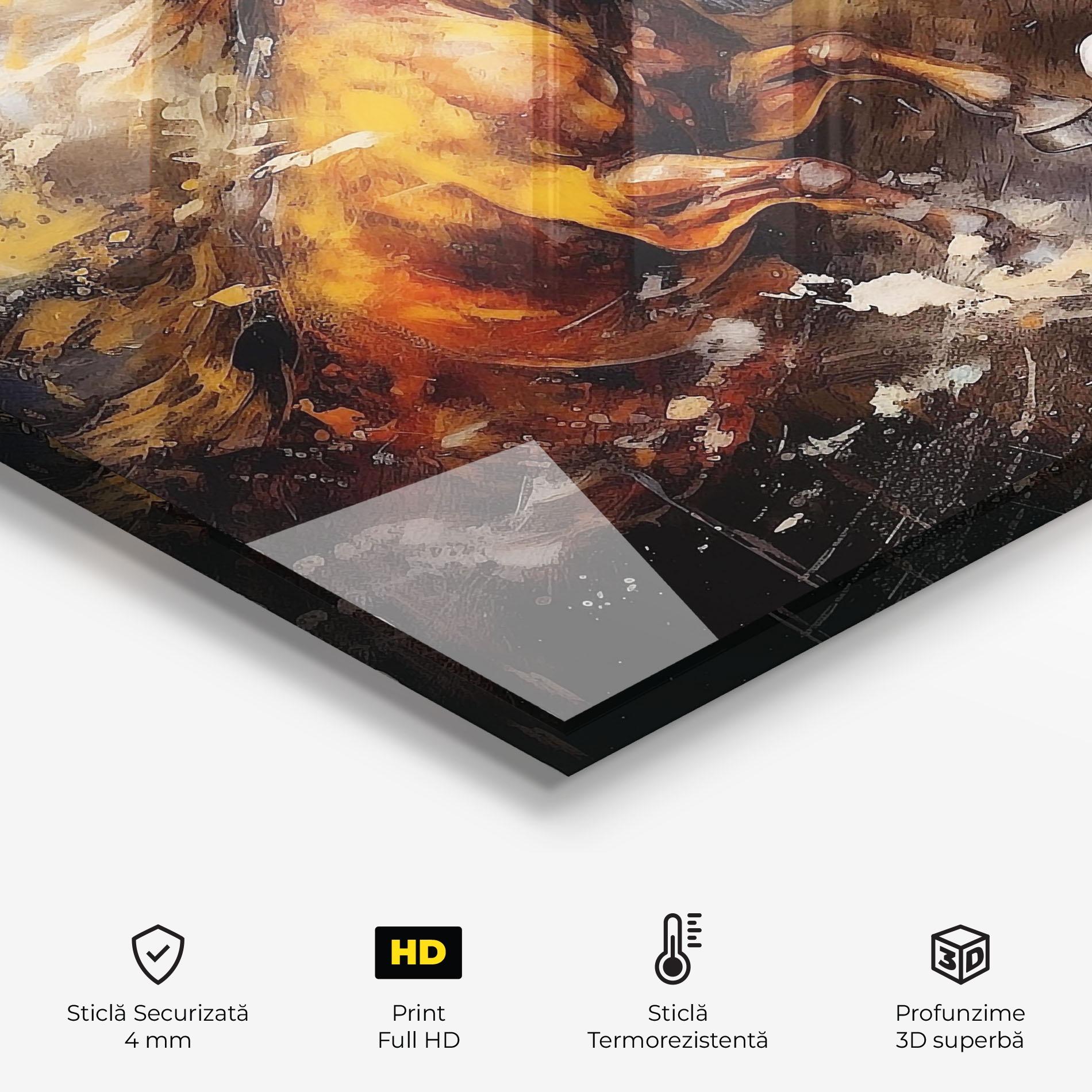 Panou Sticla Bucatarie Brown White Horses mockup 2